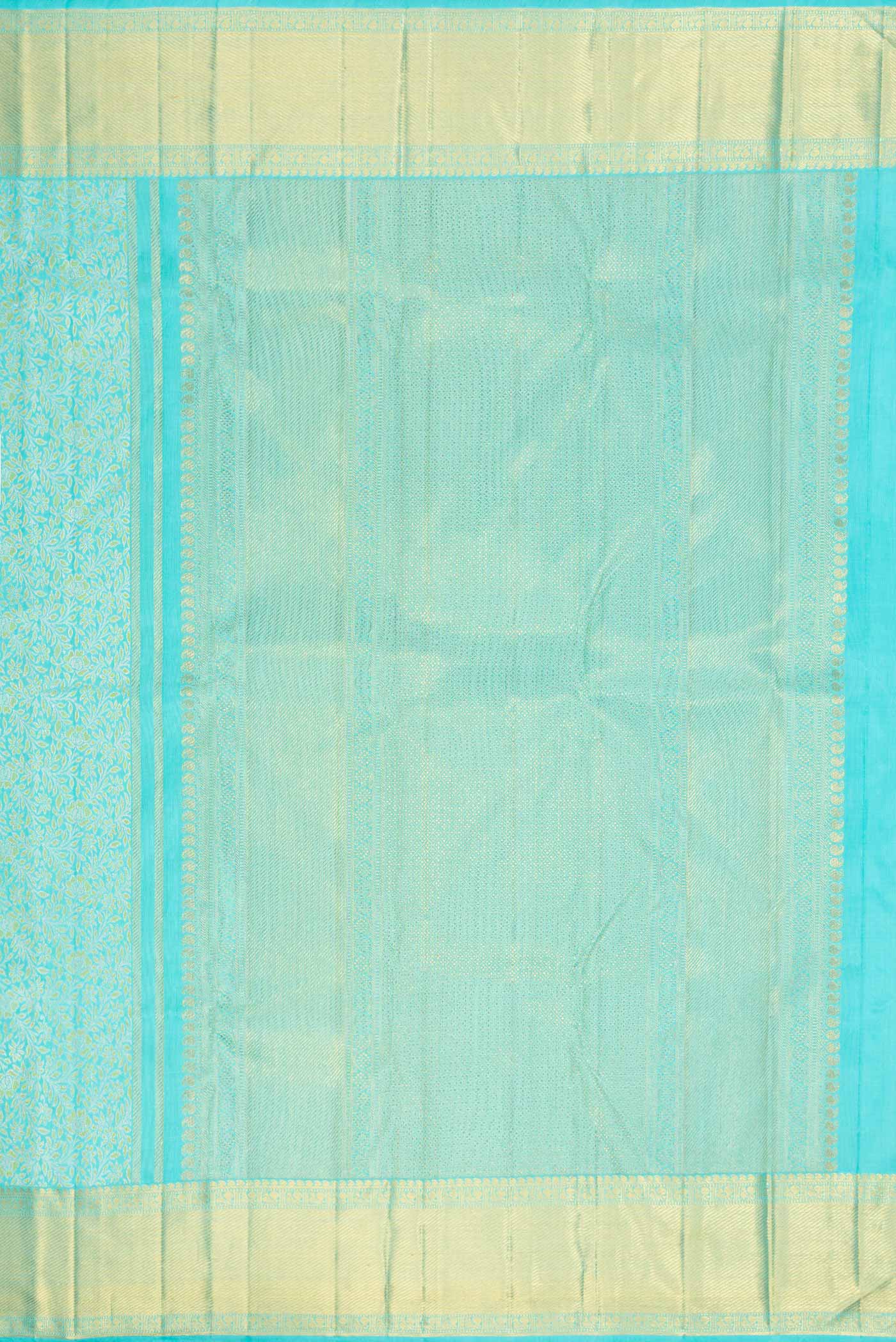 Pure Silk Pure Zari Sky Blue Dual Tone Kanjivaram Saree - Image 7