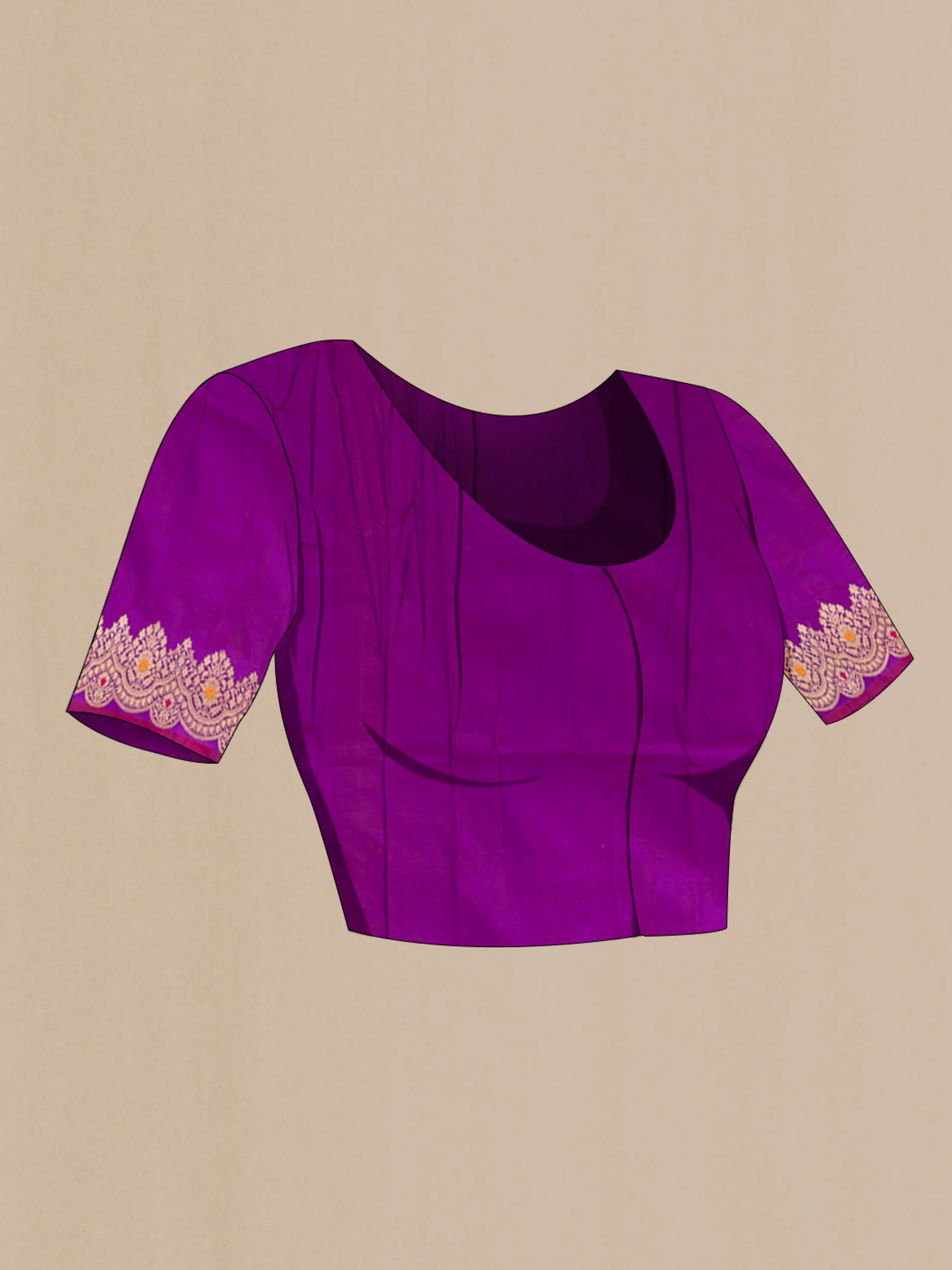 Pure Silk Pure Zari Violet Banarasi Katan Saree - Image 4