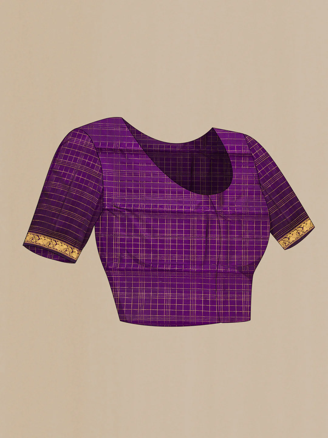 Pure Silk Pure Zari Violet Kanchipuram Saree - Image 5