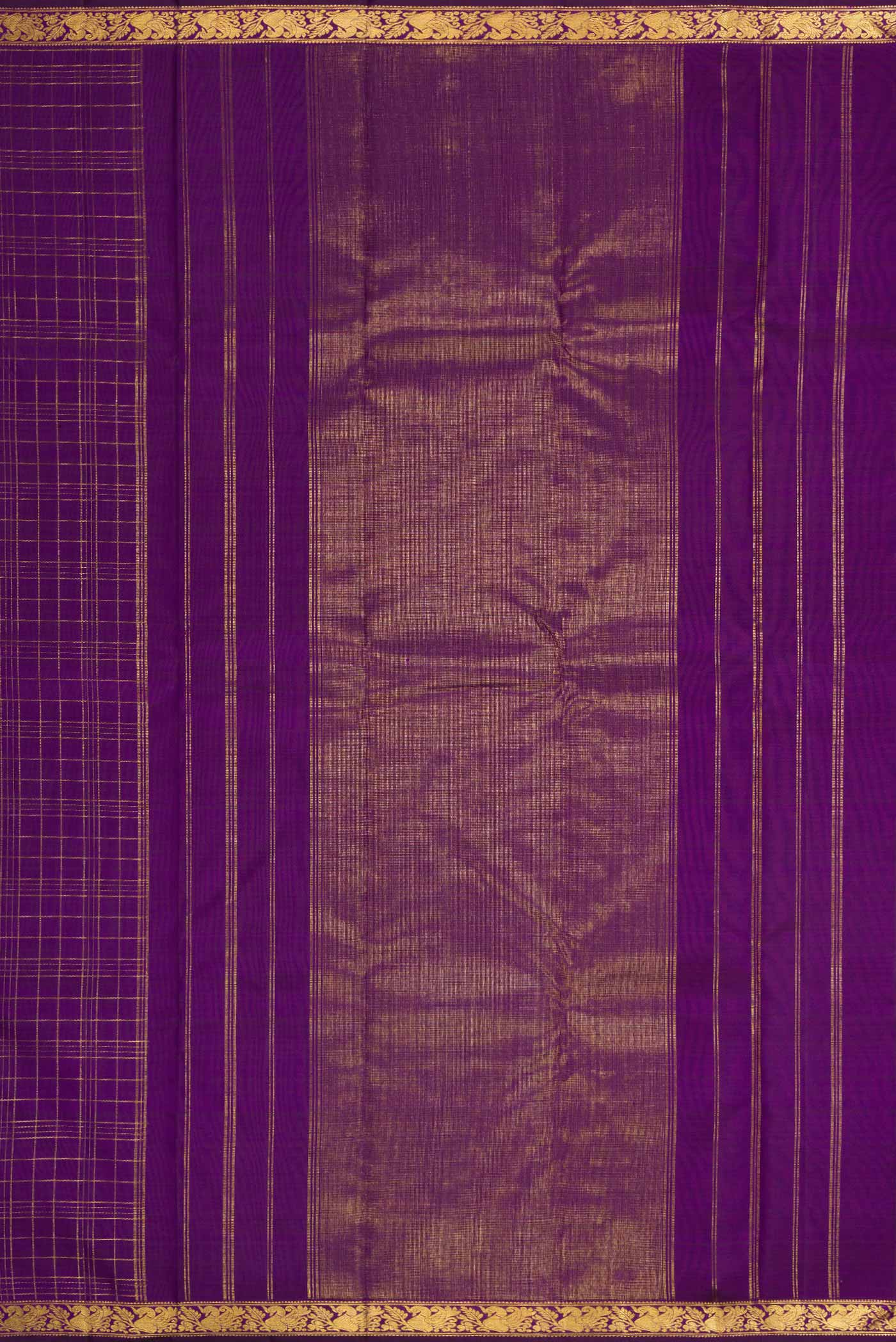 Pure Silk Pure Zari Violet Kanchipuram Saree - Image 7