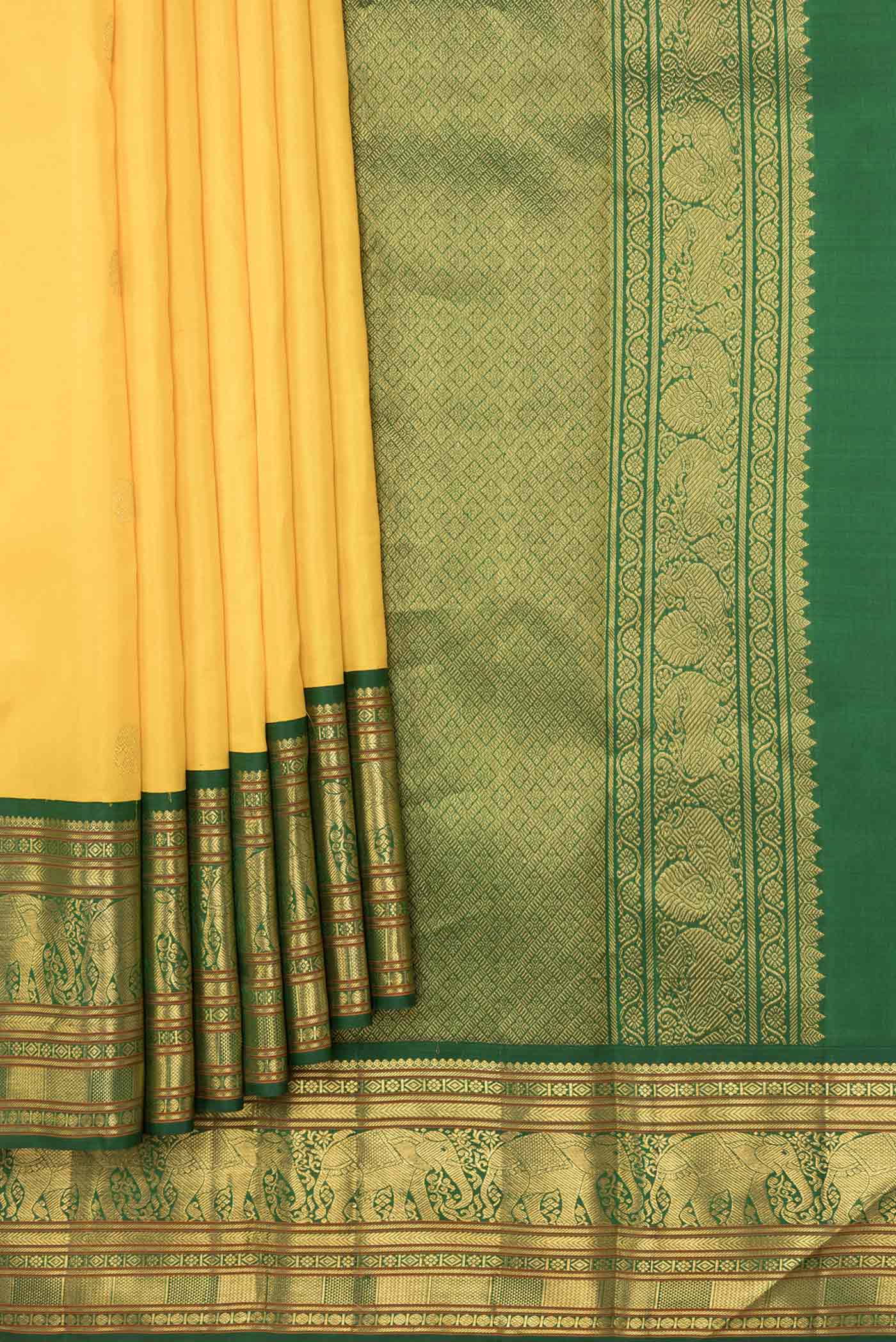 Yellow Kanjivaram Silk Saree - Image 4