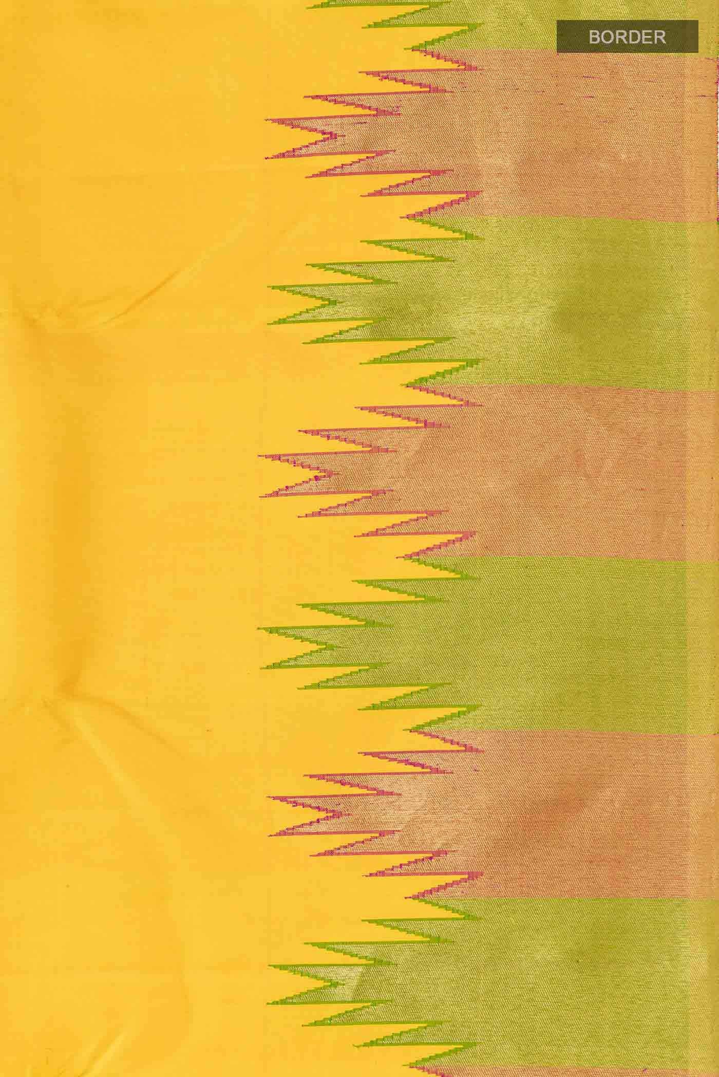 Pure Silk Pure Zari Yellow Kanchipuram Saree - Image 3