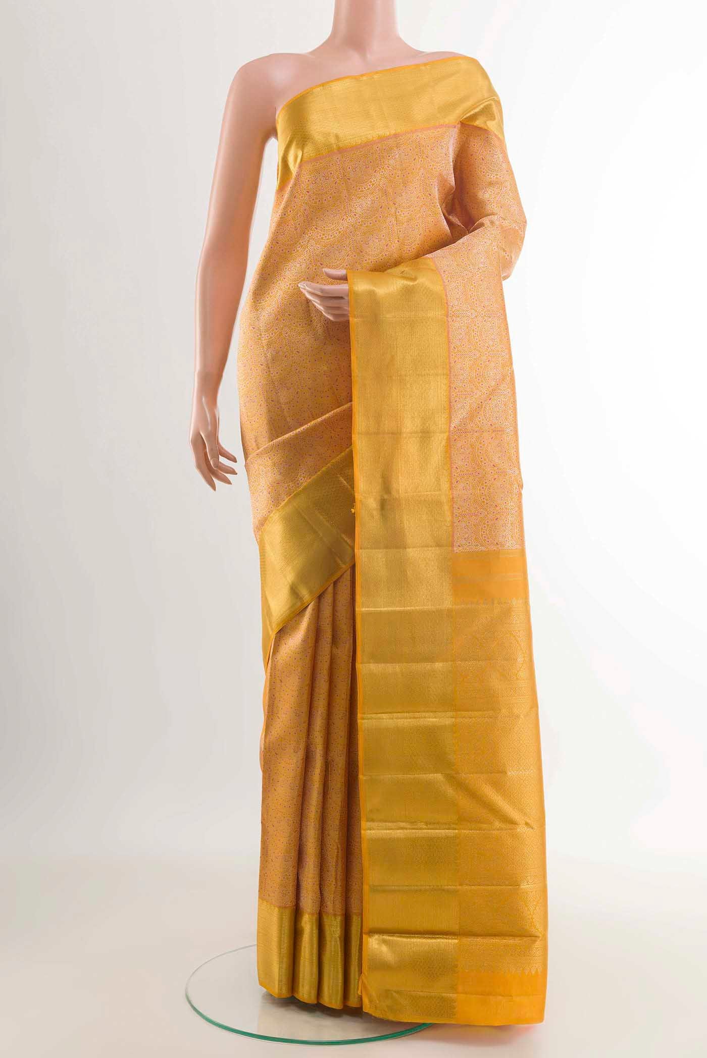 Pure Silk Pure Zari Yellow Kanjivaram Saree