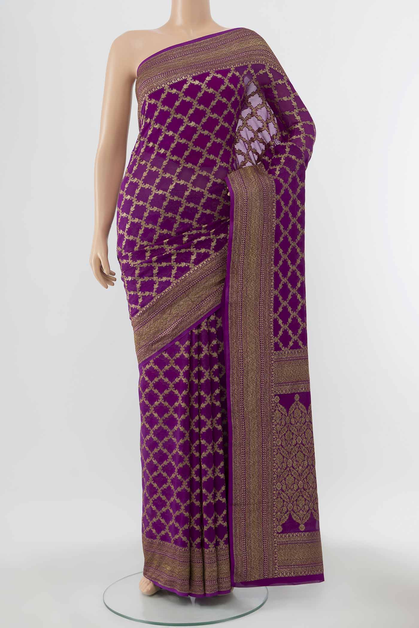 Purple Banarasi Georgette Saree