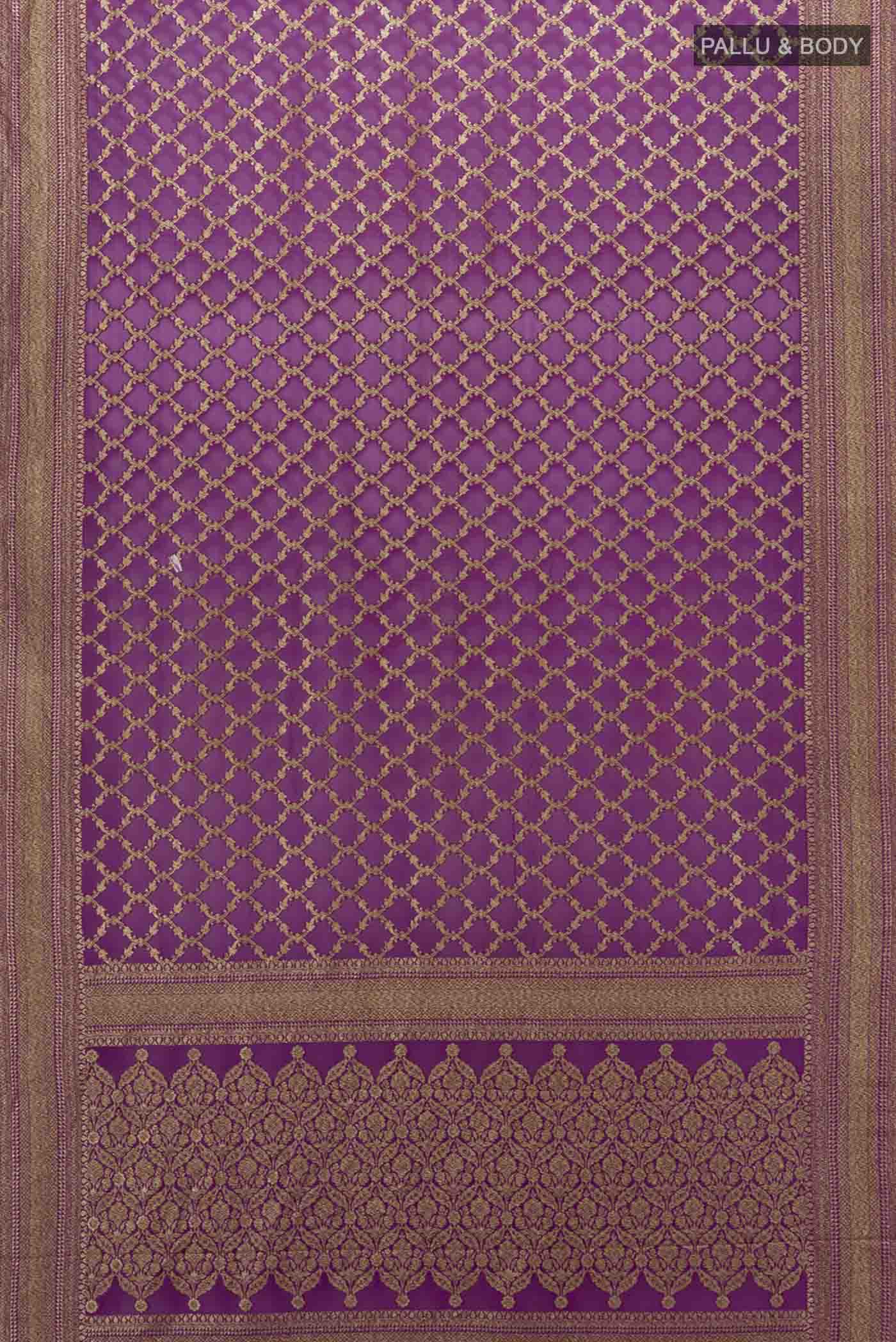 Purple Banarasi Georgette Saree - Image 5