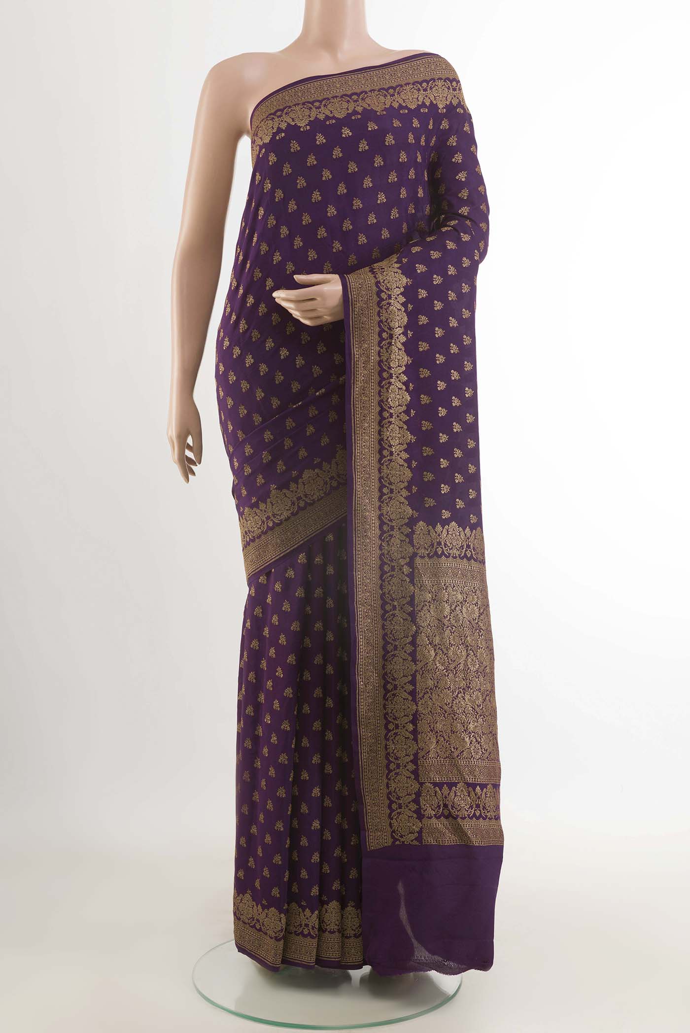 Purple Banarasi Georgette Saree