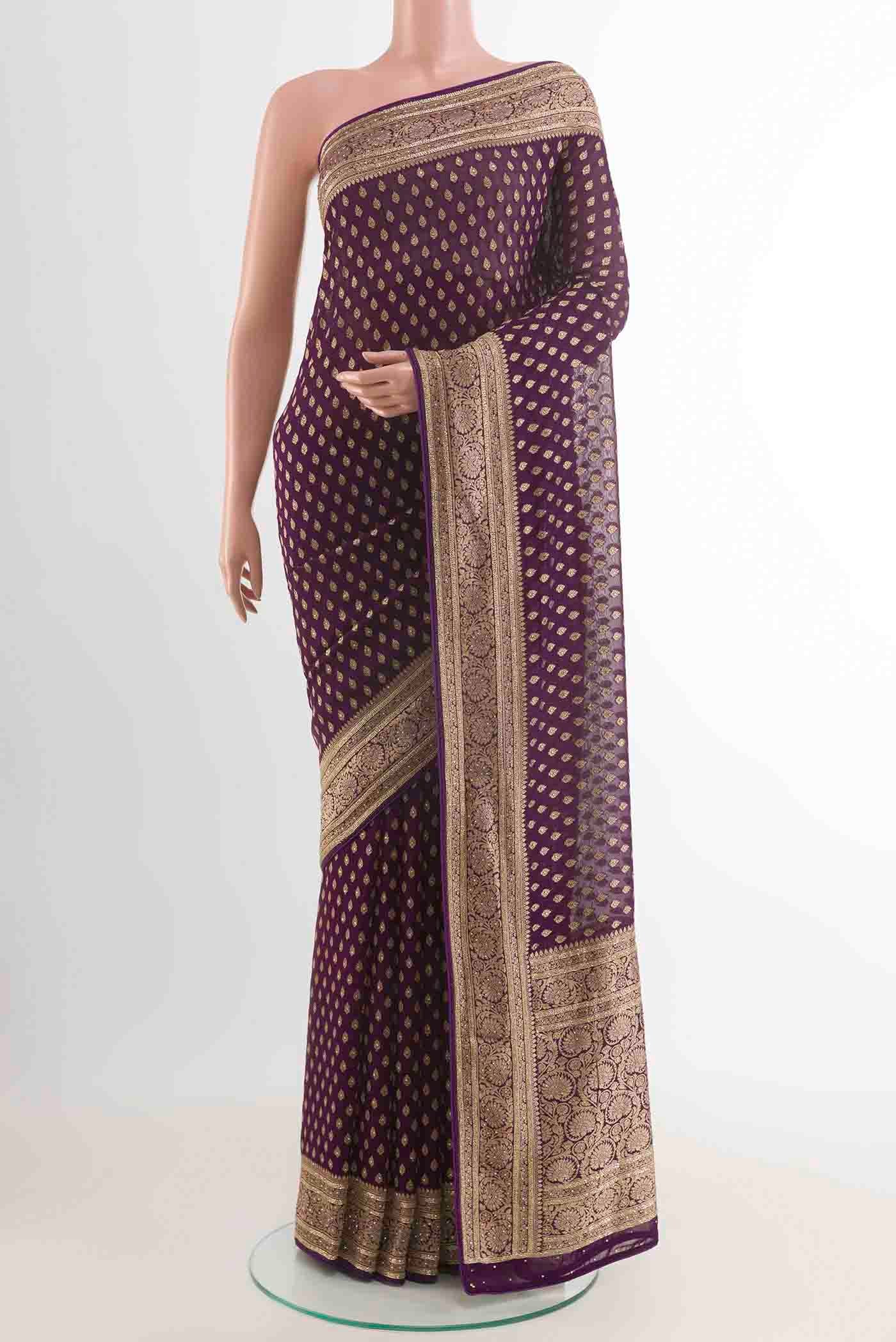Purple Banarasi Georgette Saree