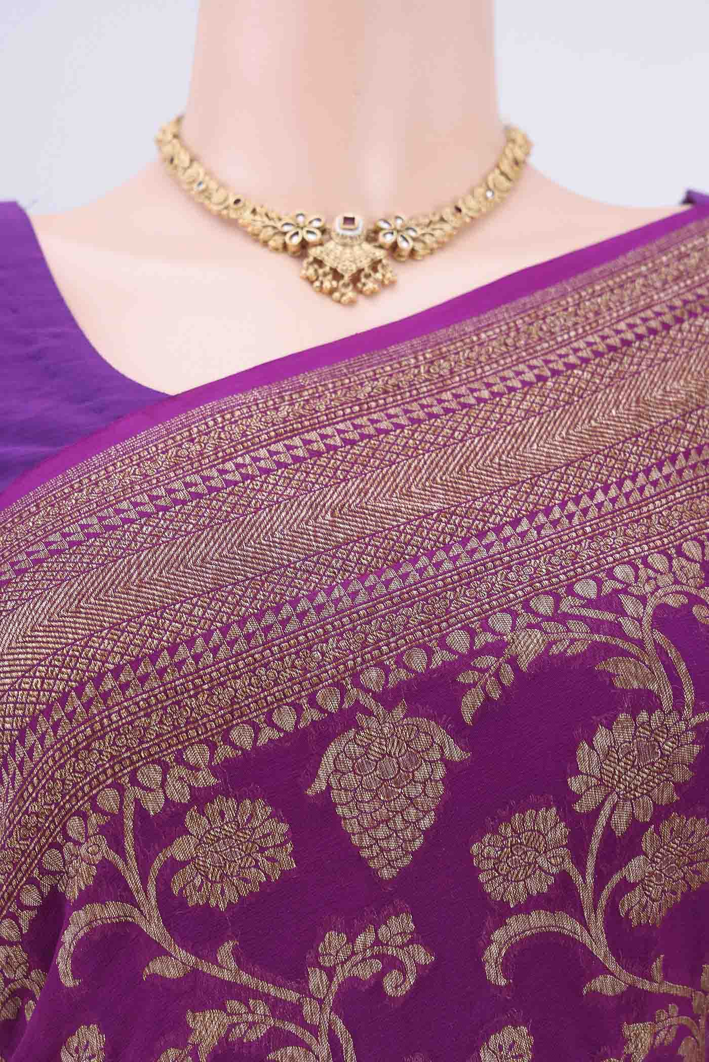Purple Banarasi Georgette Saree - Image 2