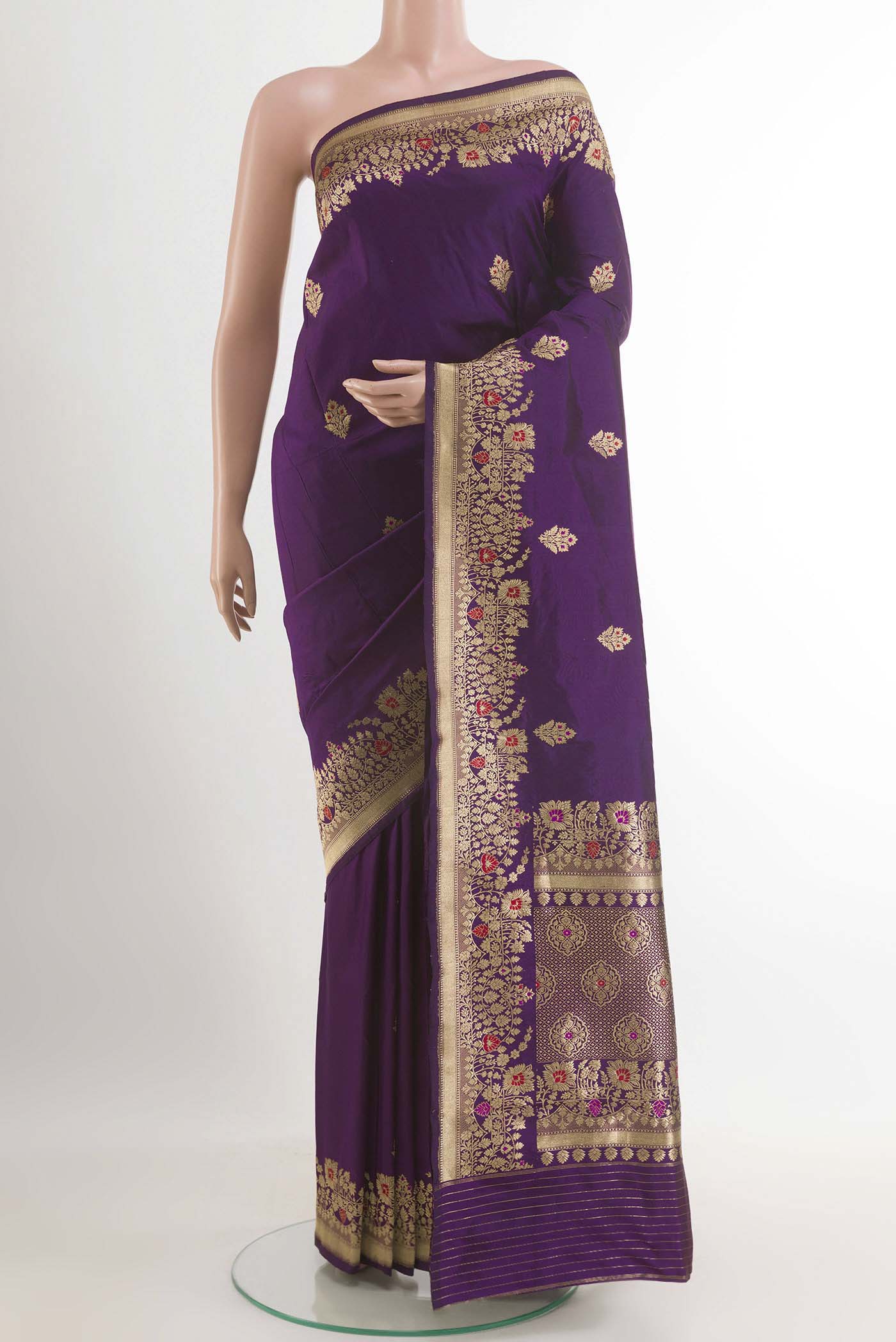 Purple Banarasi Katan Silk Saree