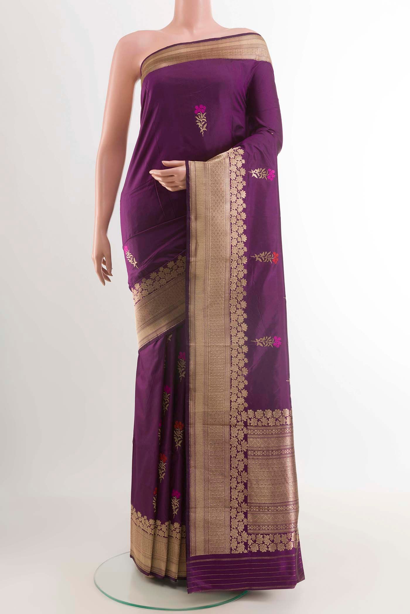 Purple Banarasi Katan Silk Saree