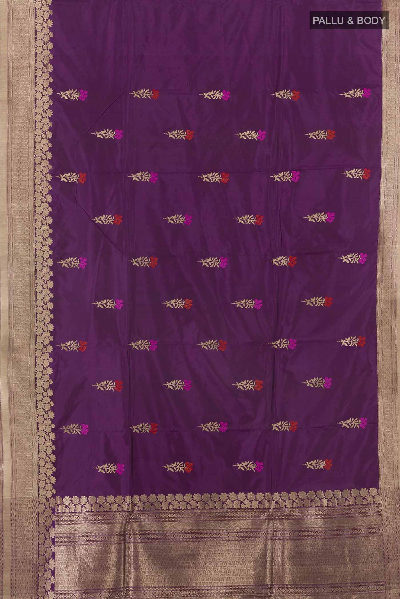 Purple Banarasi Katan Silk Saree - Image 4