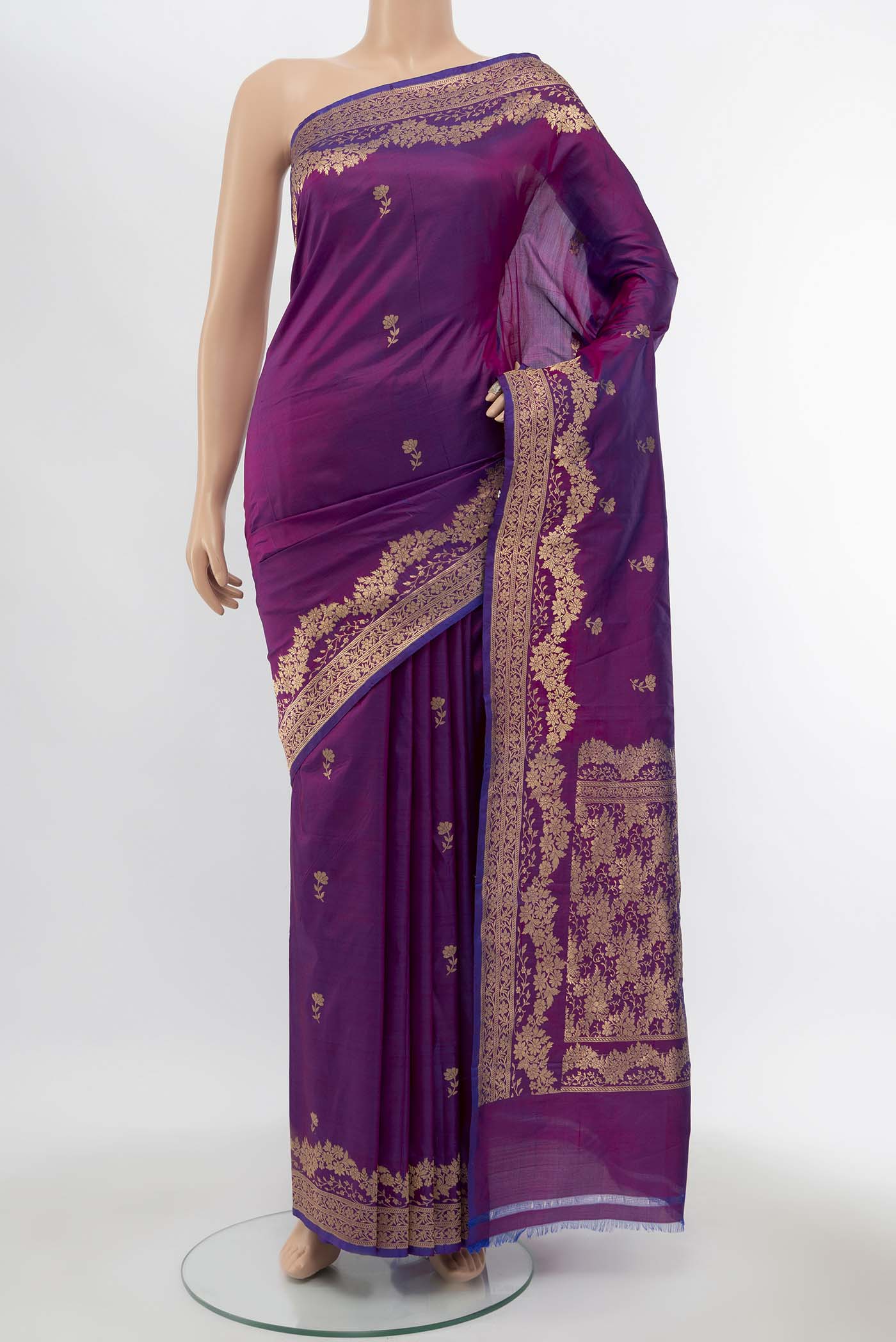 Purple Banarasi Katan Silk Saree