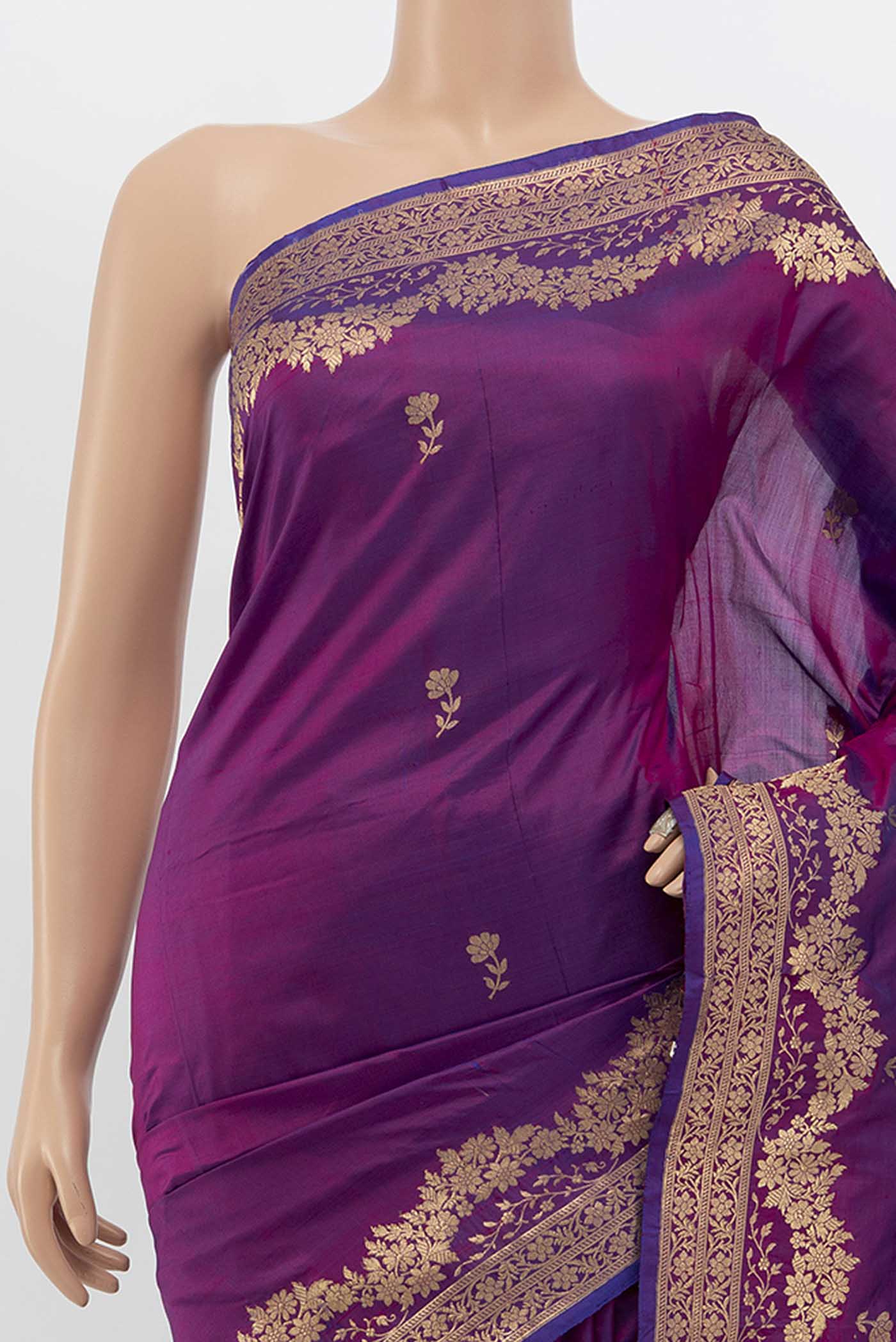 Purple Banarasi Katan Silk Saree - Image 2