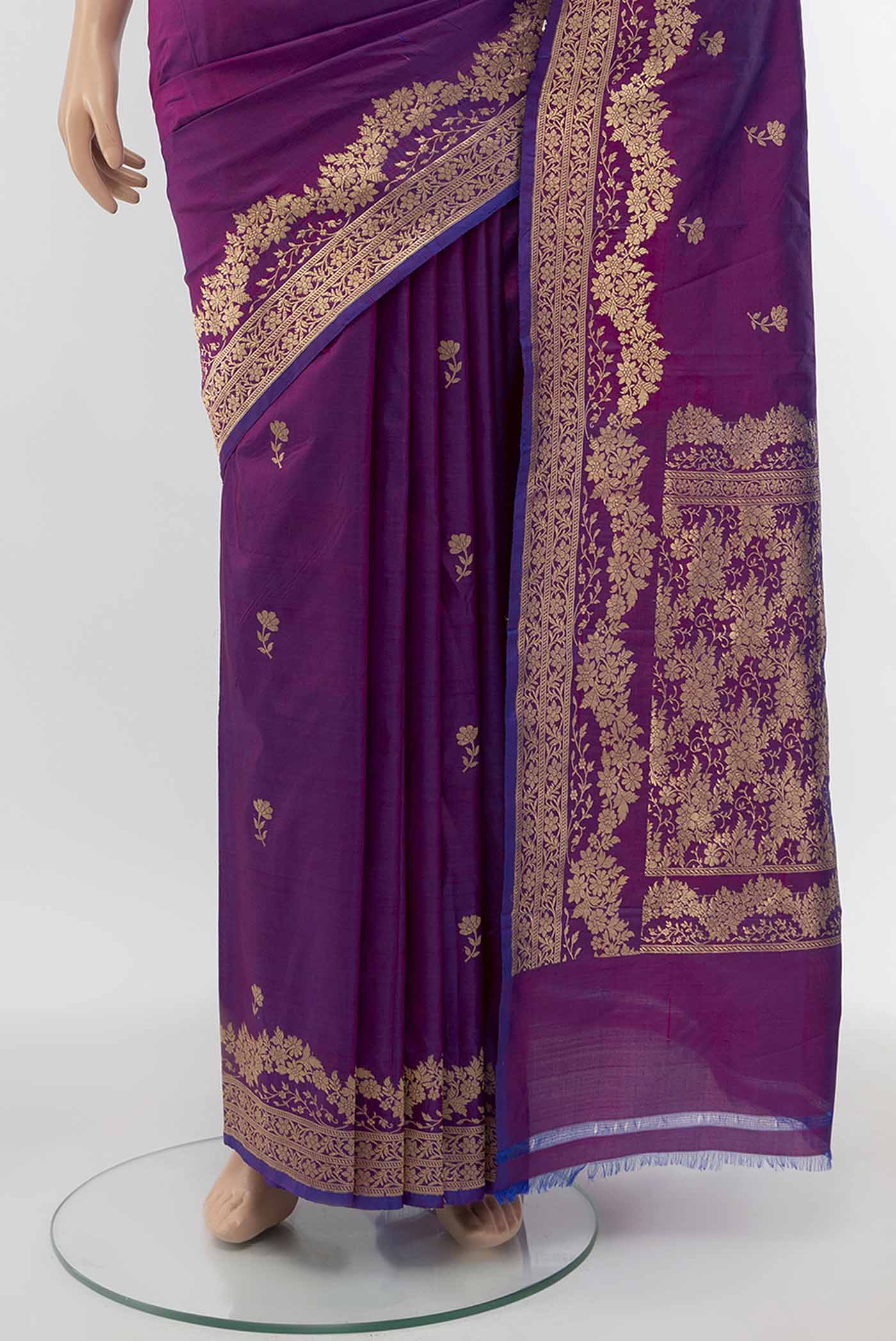 Purple Banarasi Katan Silk Saree - Image 3