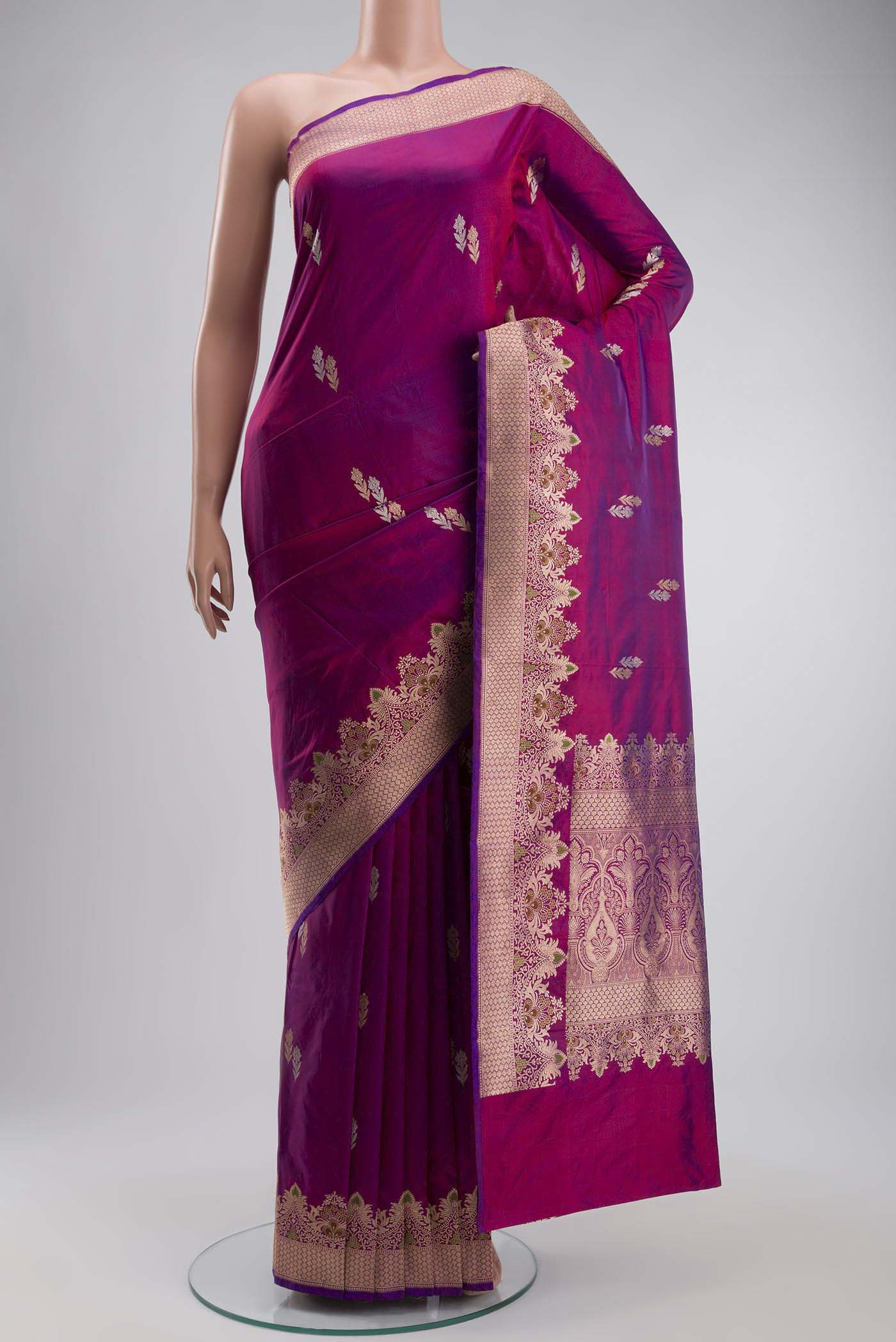 Purple Banarasi Katan Silk Saree