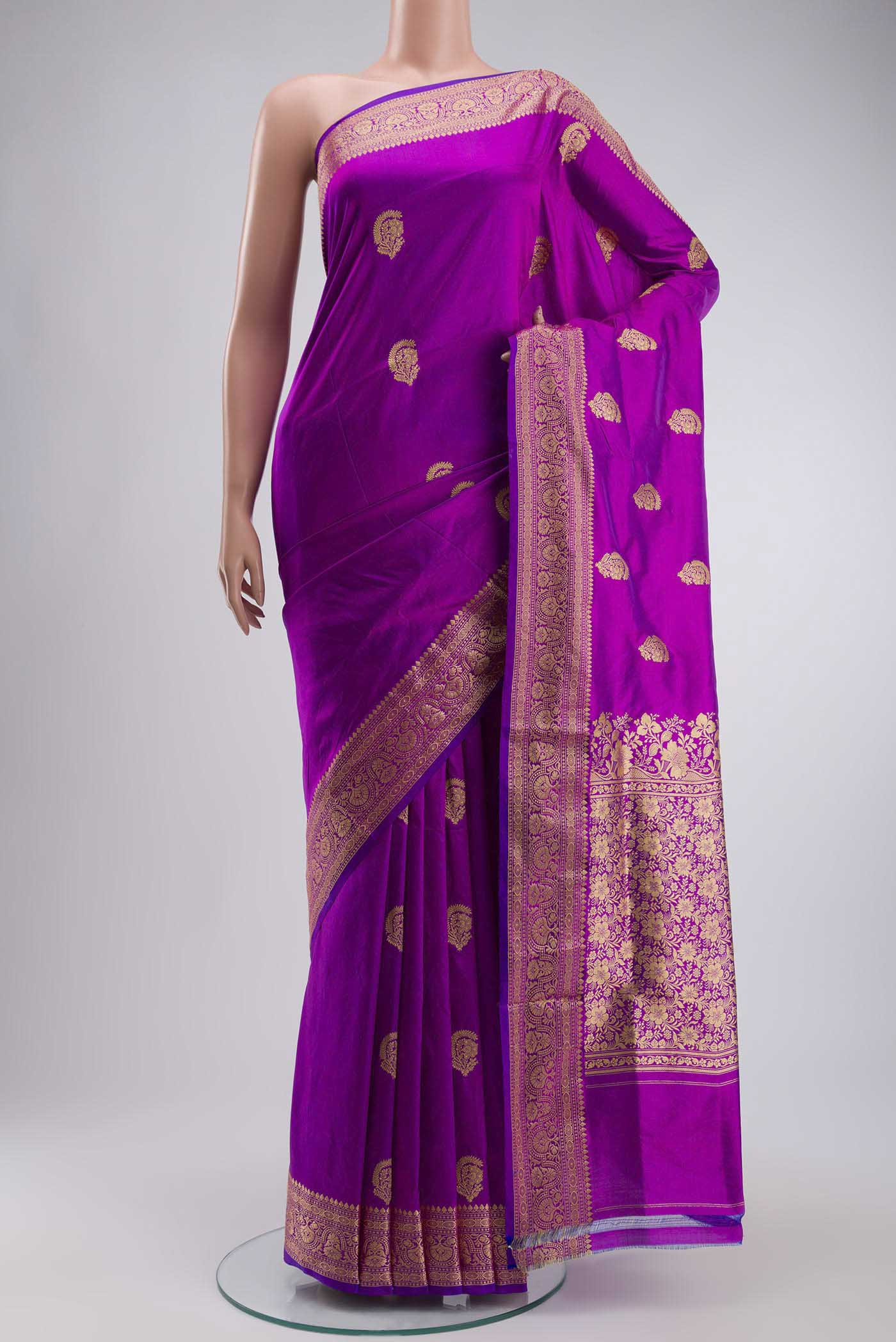 Purple Banarasi Katan Silk Saree