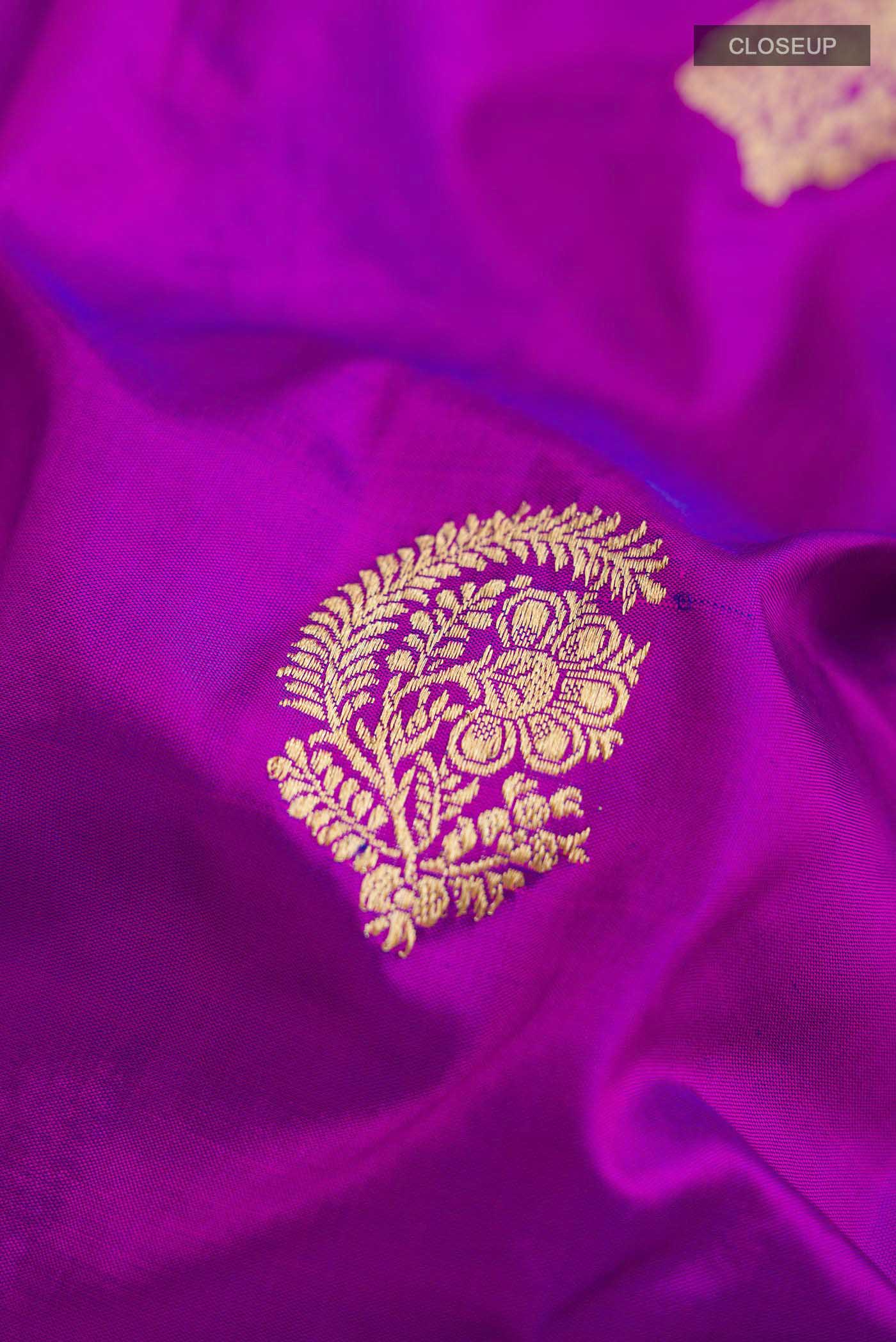 Purple Banarasi Katan Silk Saree - Image 2