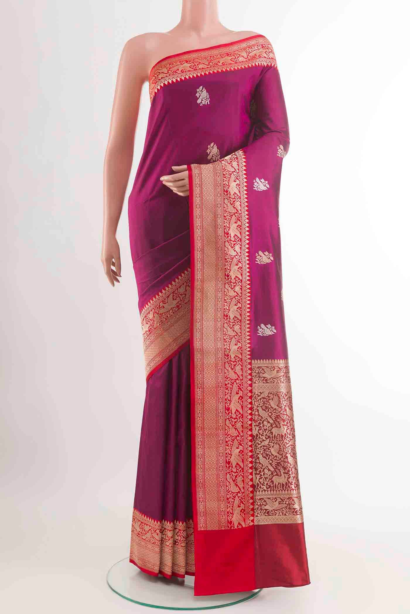 Purple Banarasi Katan Silk Saree