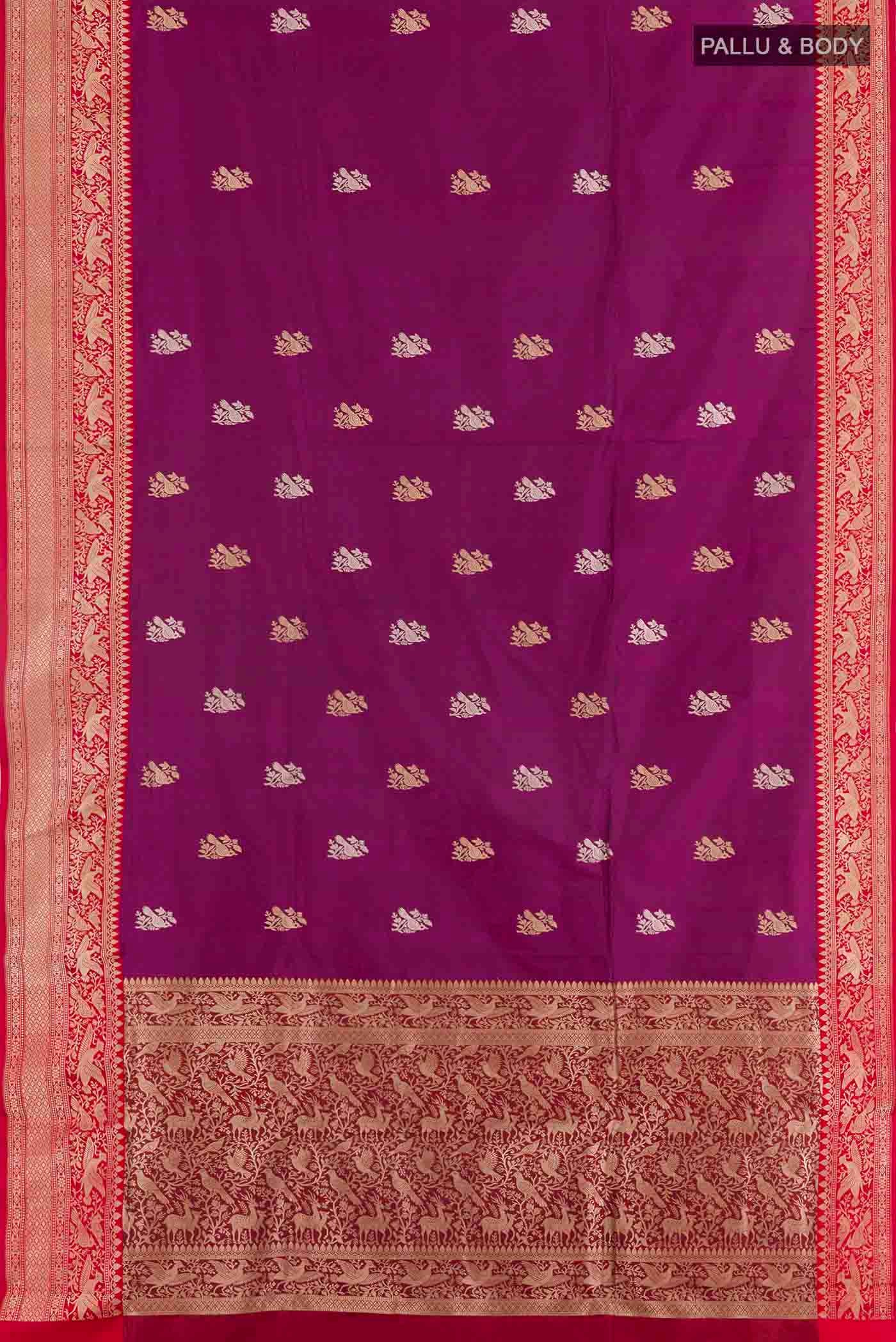 Purple Banarasi Katan Silk Saree - Image 6