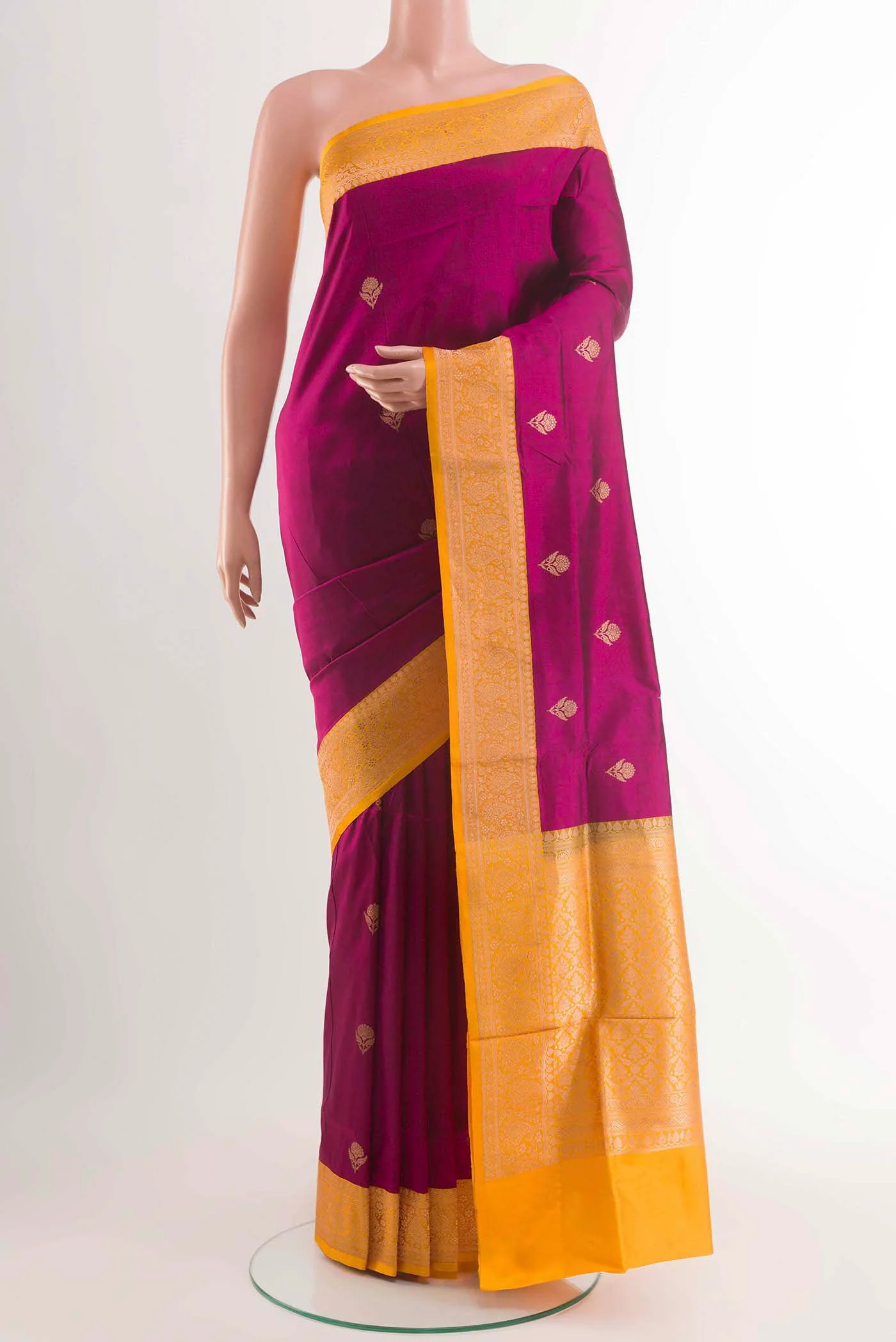 Magenta Banarasi Katan Silk Saree