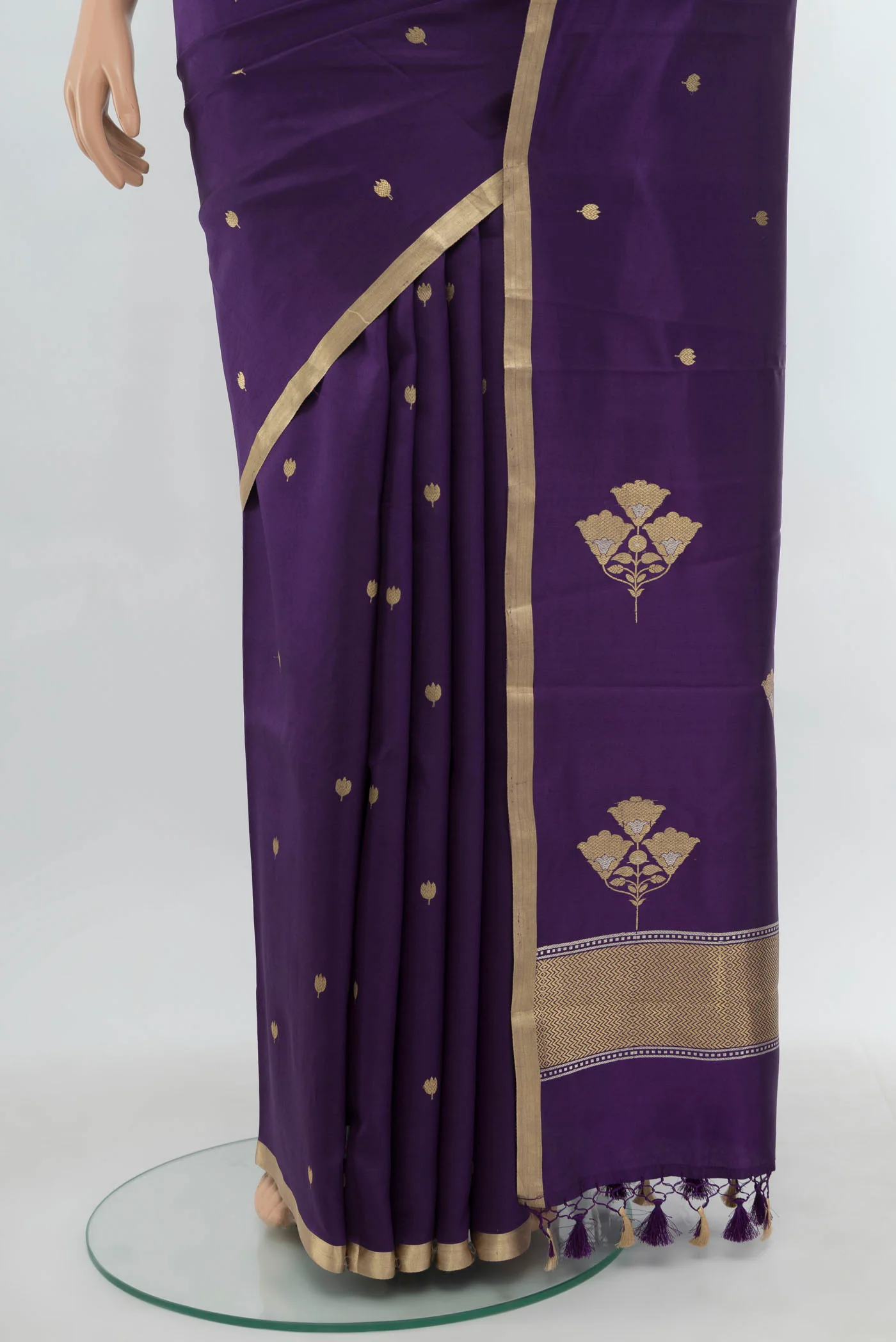Navy Blue Banarasi Silk Saree - Image 3