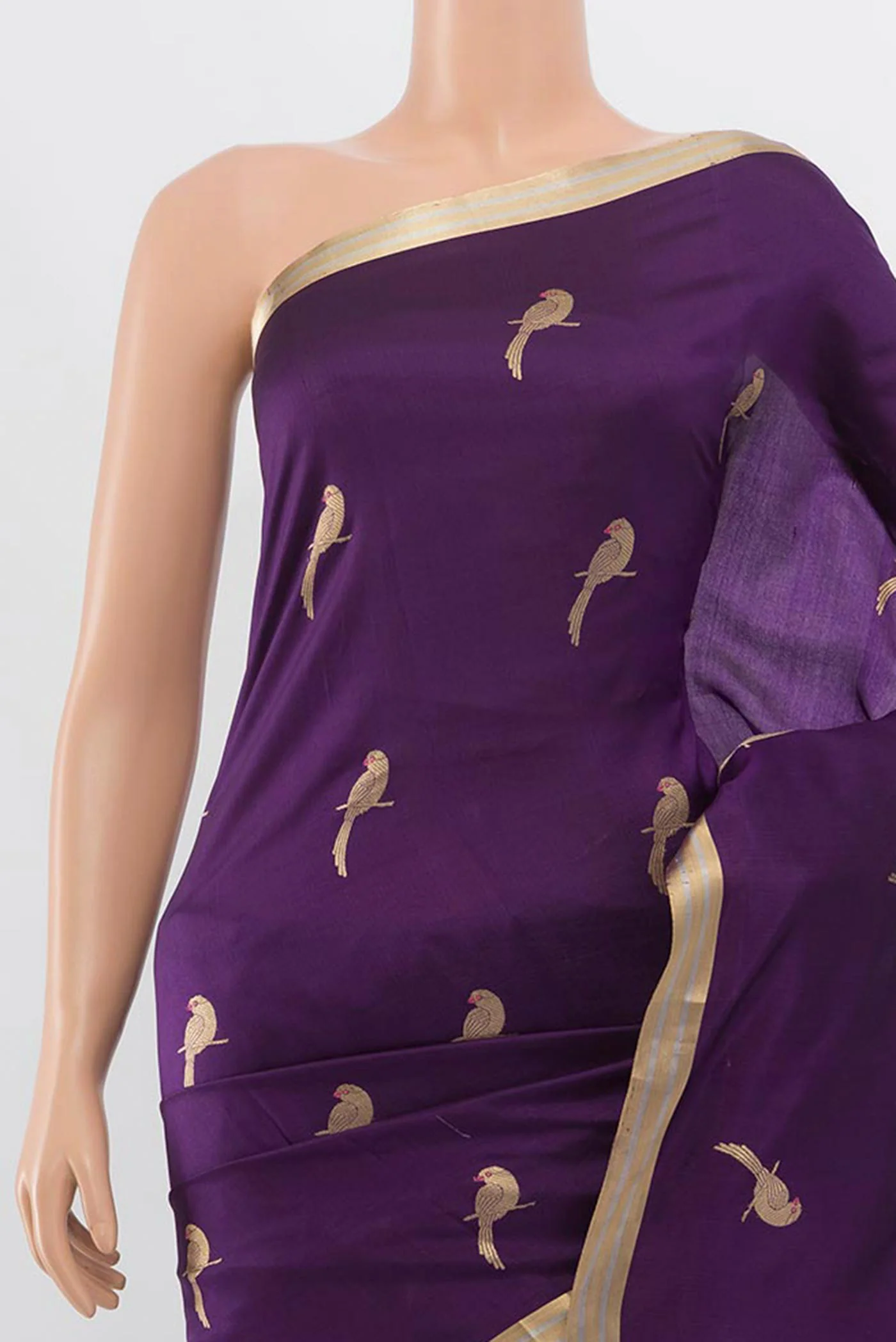 Violet Banarasi Silk Saree - Image 2