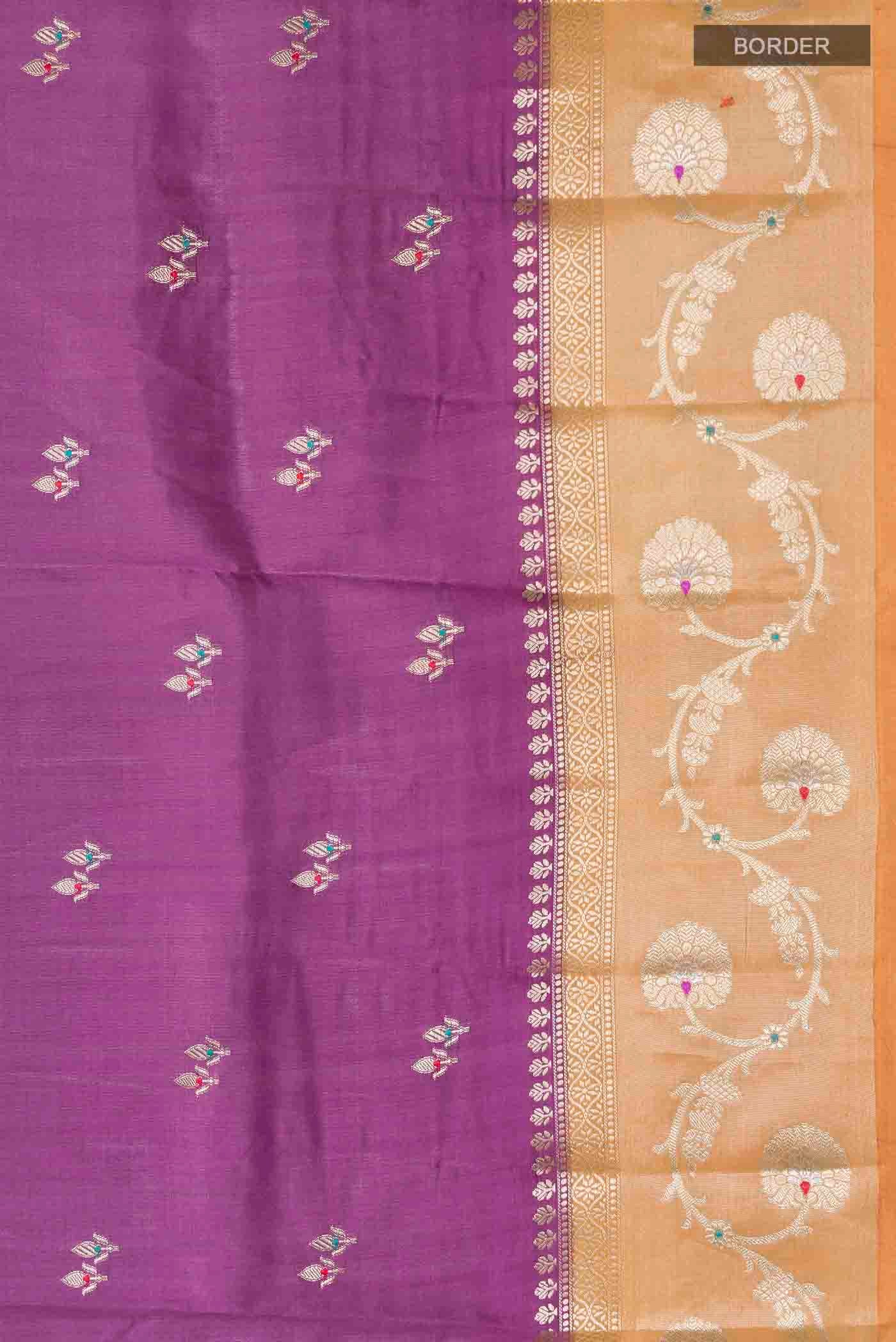 Purple Banarasi Raw Silk Saree - Image 3