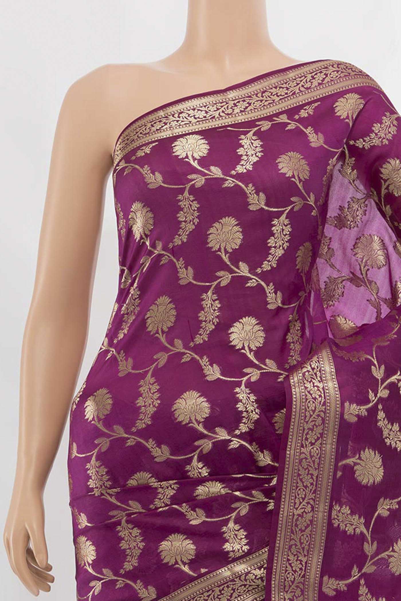 Purple Banarasi Raw Silk Saree - Image 2