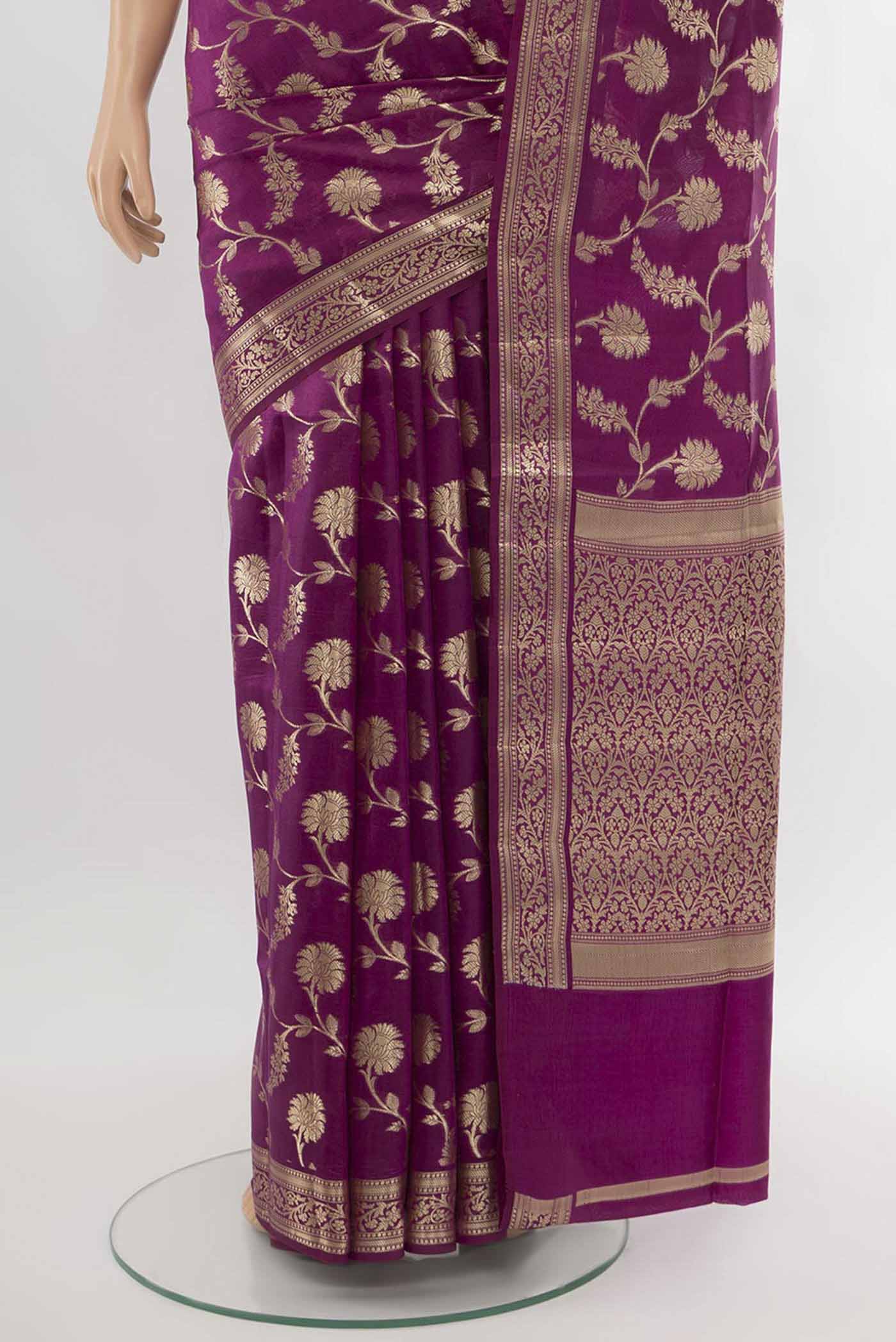 Purple Banarasi Raw Silk Saree - Image 3