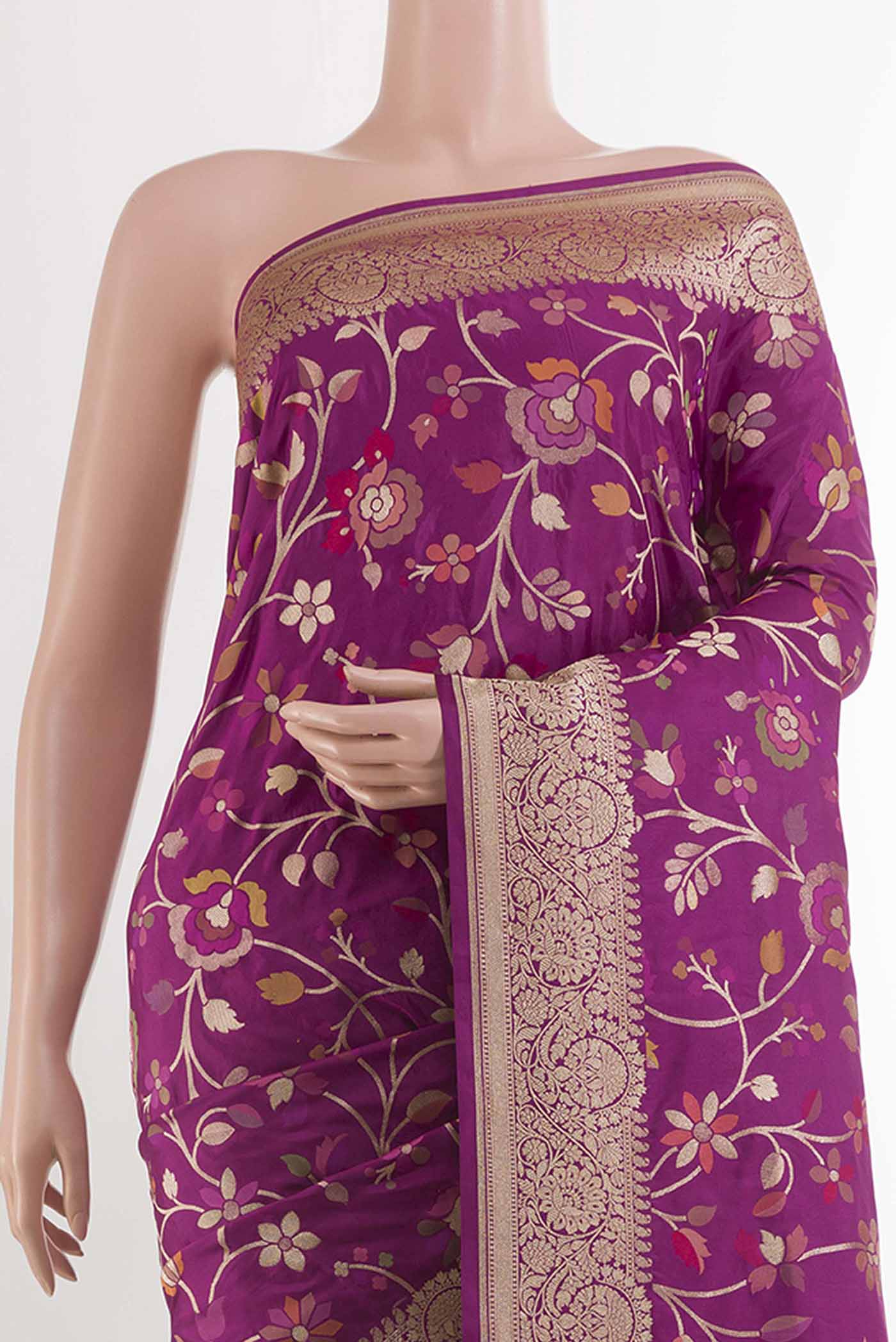 Purple Banarasi Silk Saree - Image 2