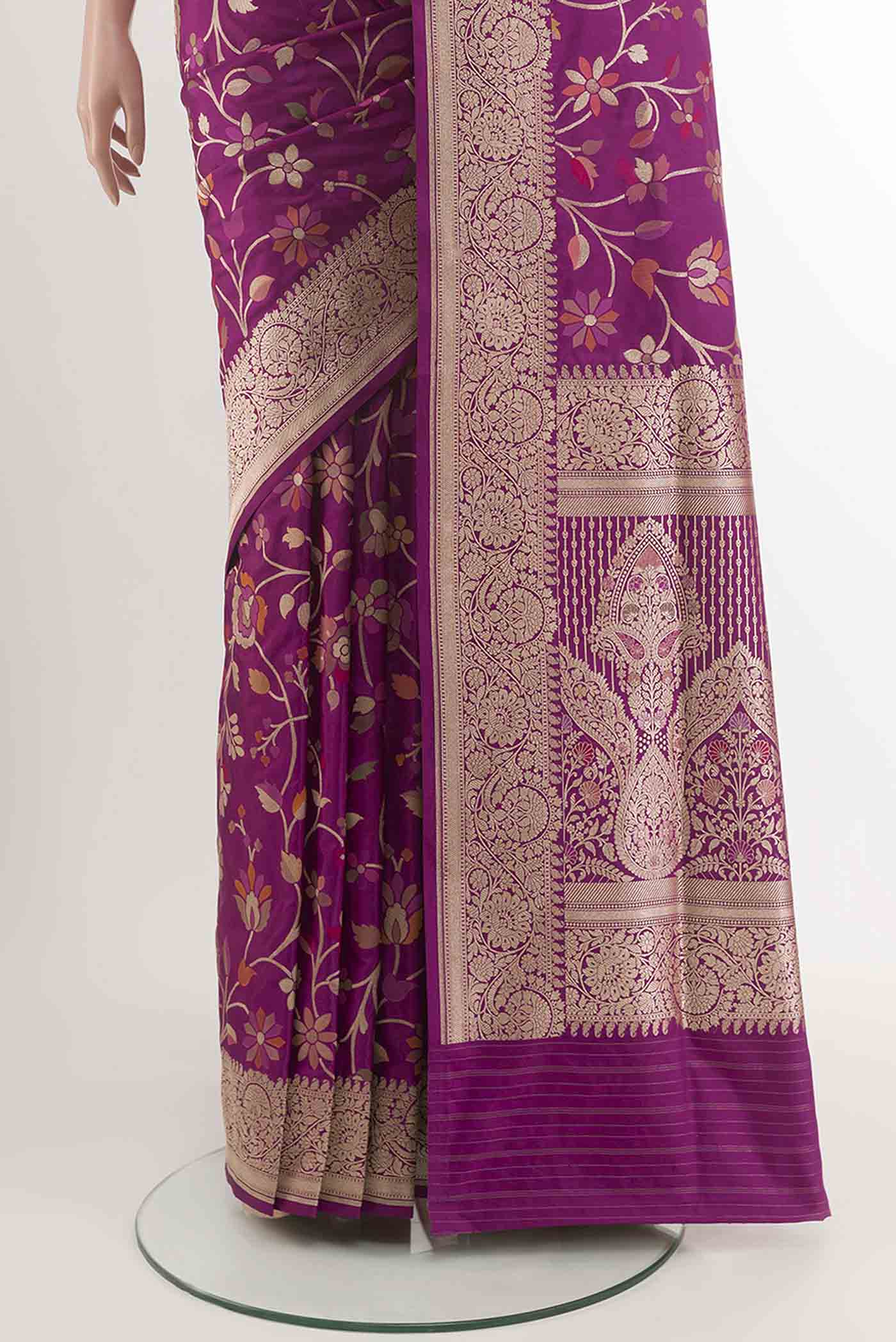 Purple Banarasi Silk Saree - Image 3