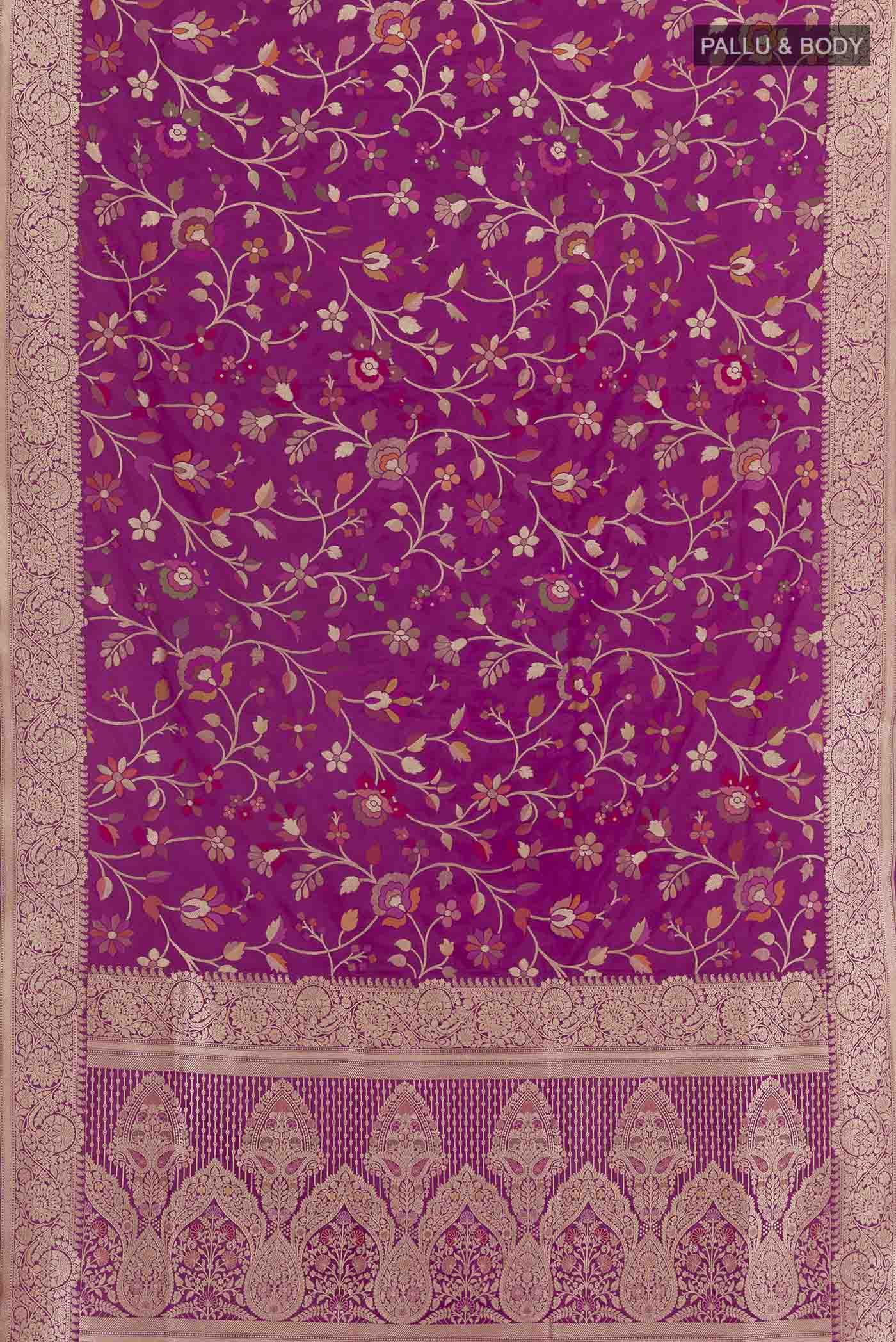 Purple Banarasi Silk Saree - Image 4