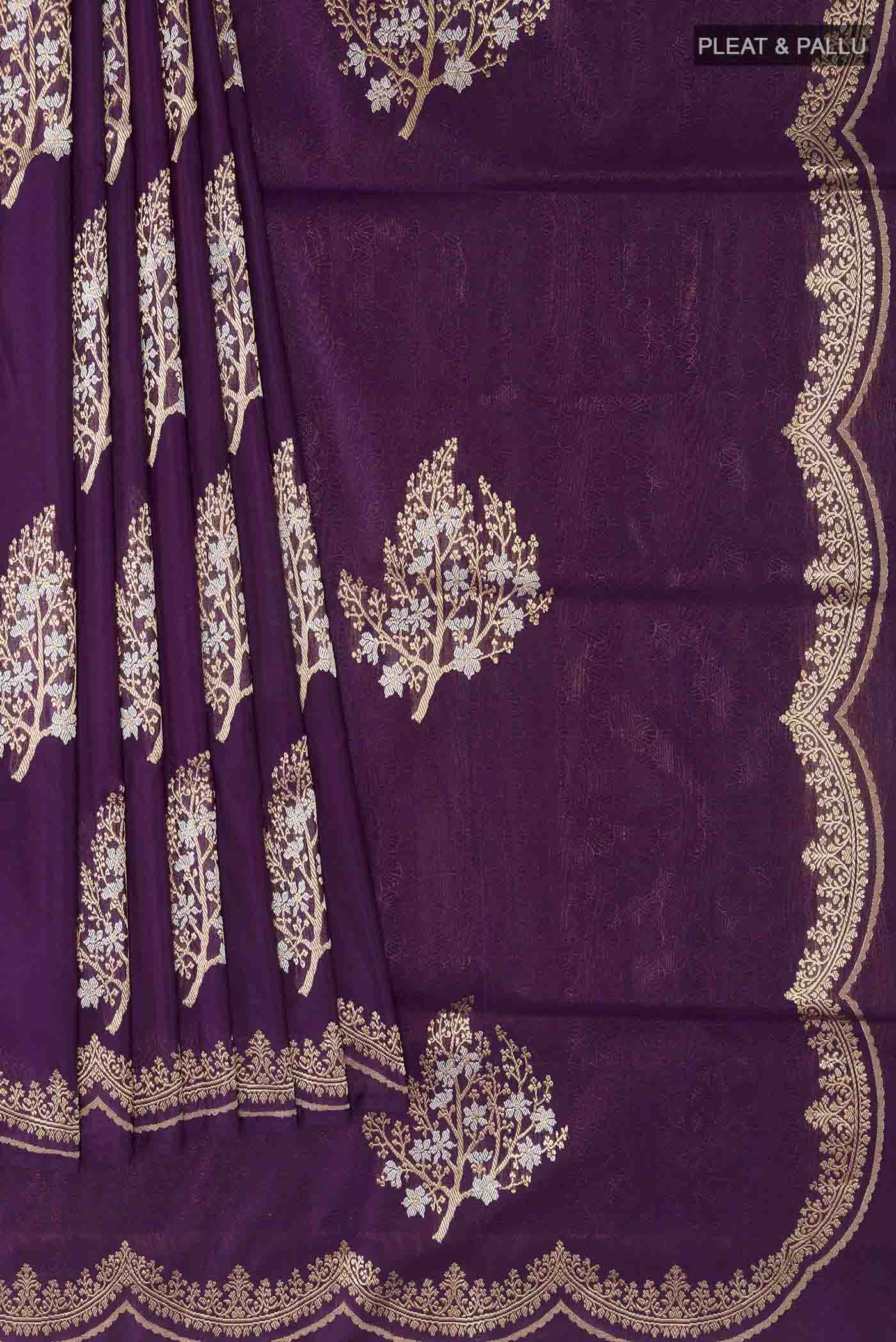 Purple Banarasi Silk Saree - Image 4