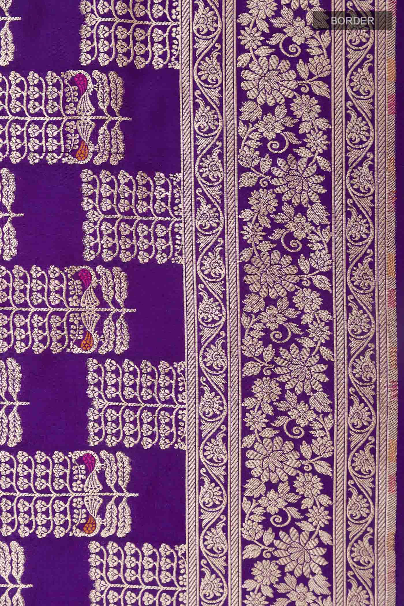 Violet Banarasi Silk Saree - Image 3