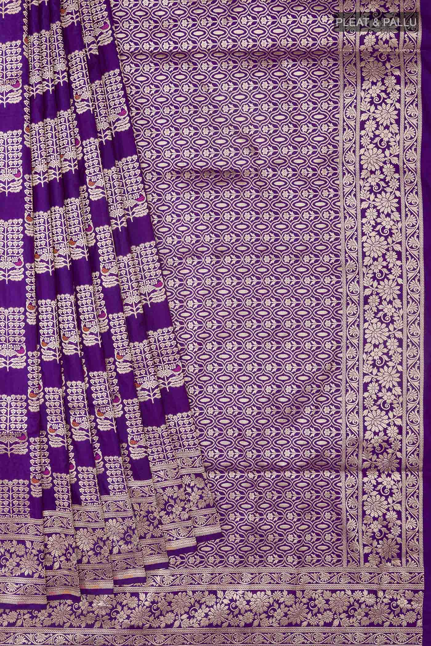Violet Banarasi Silk Saree - Image 4