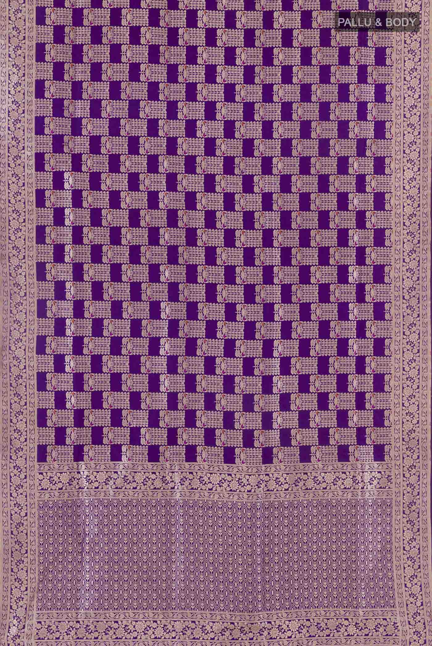 Violet Banarasi Silk Saree - Image 6