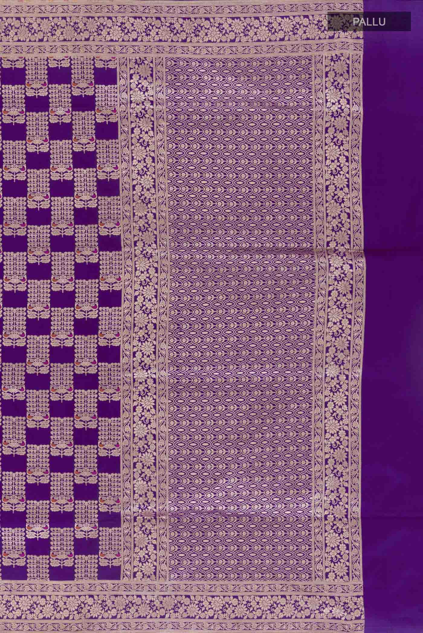 Violet Banarasi Silk Saree - Image 7