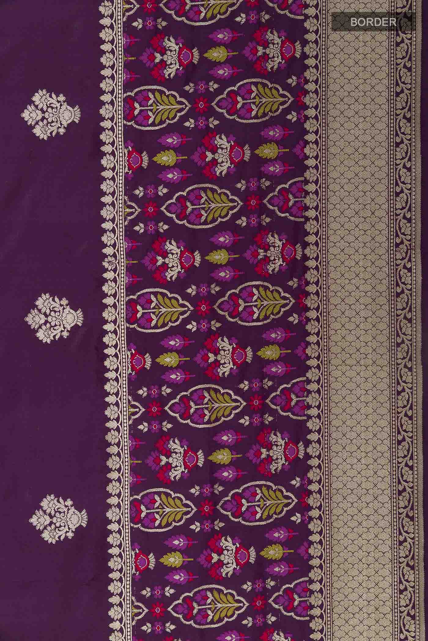 Purple Banarasi Silk Saree - Image 3