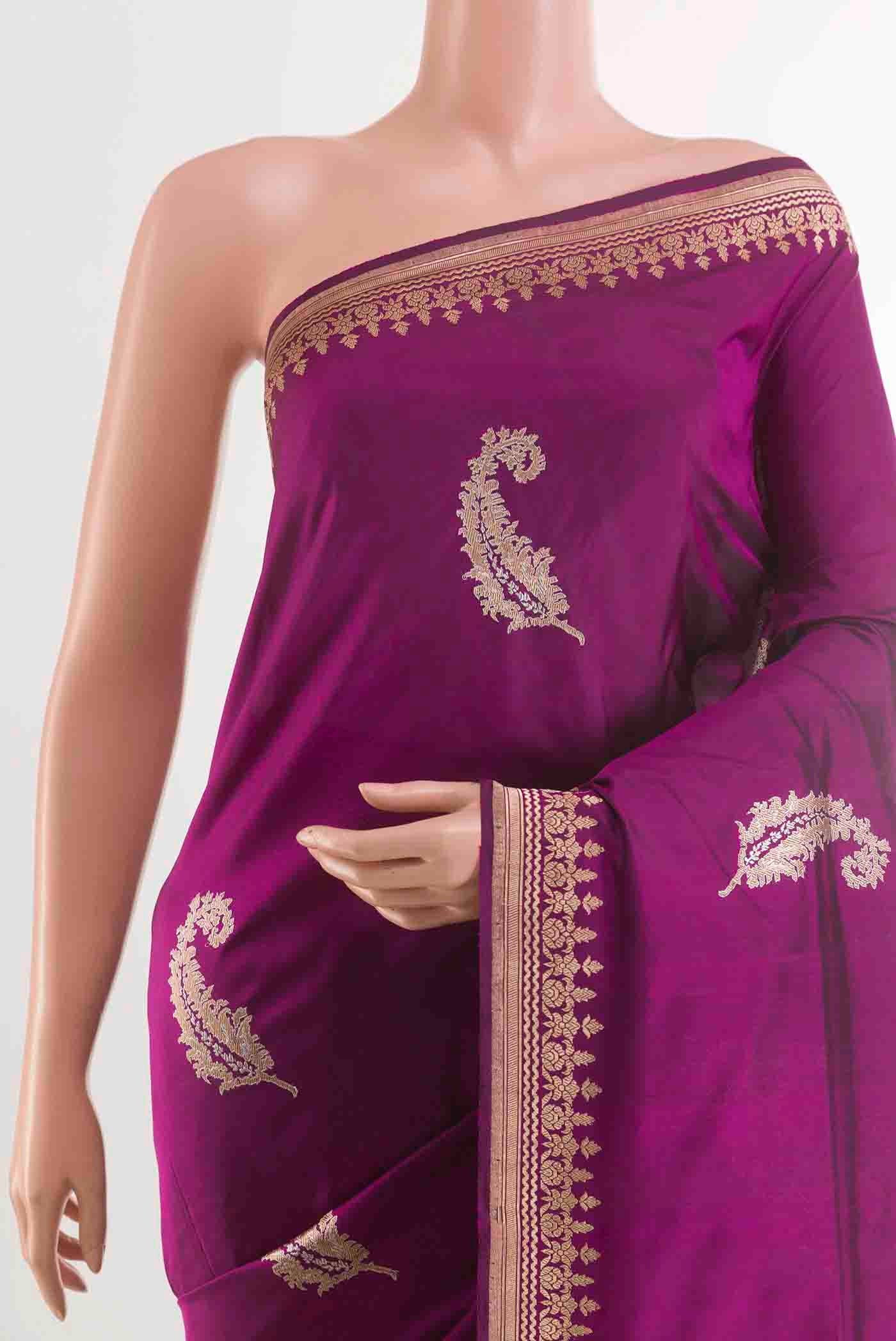 Purple Banarasi Silk Saree - Image 2