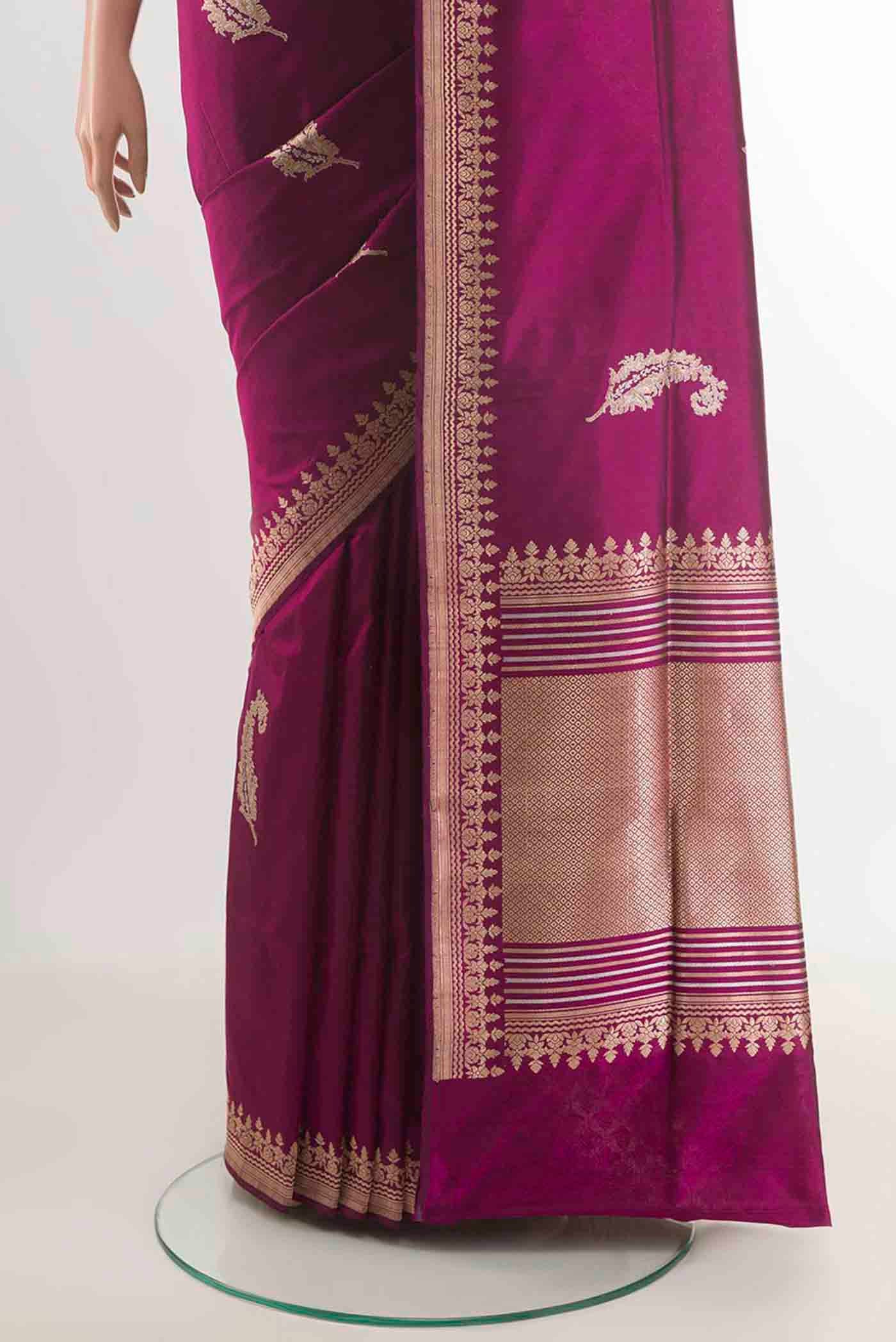 Purple Banarasi Silk Saree - Image 3