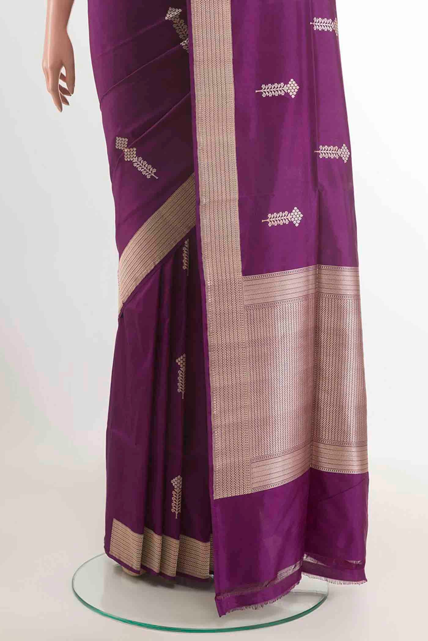 Purple Banarasi Silk Saree - Image 3