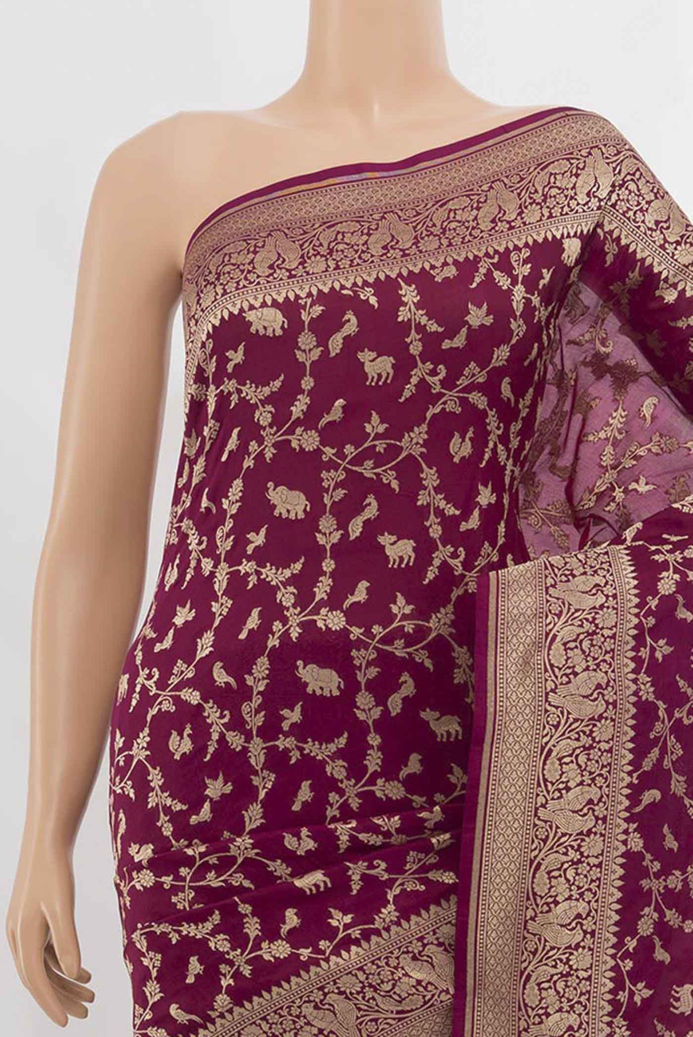 Purple Banarasi Silk Saree - Image 2