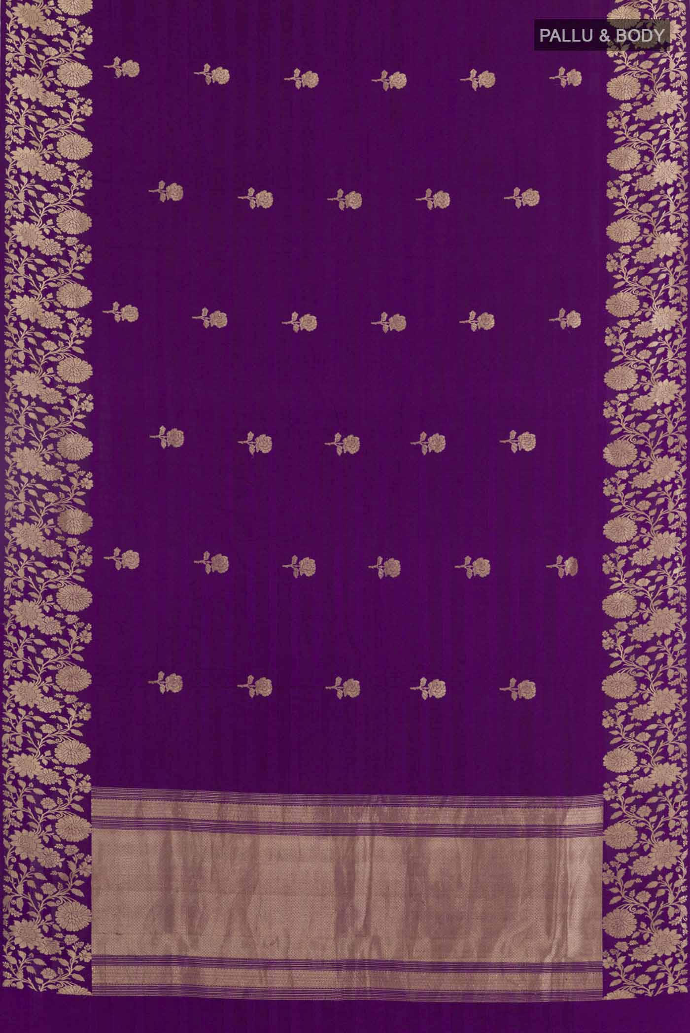 Violet Banarasi Silk Saree - Image 3