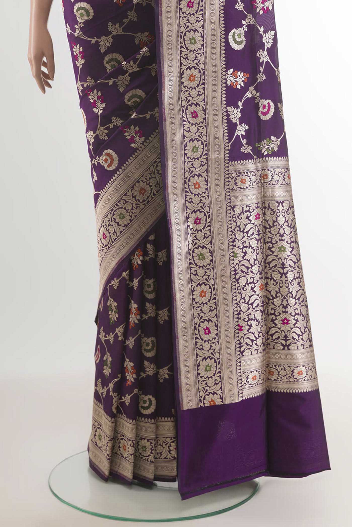 Purple Banarasi Silk Saree - Image 3