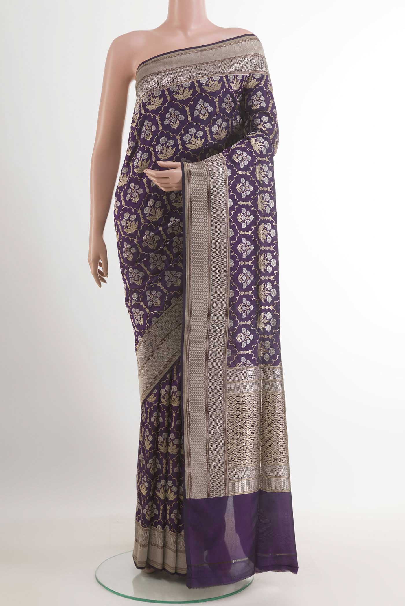Violet Banarasi Silk Saree