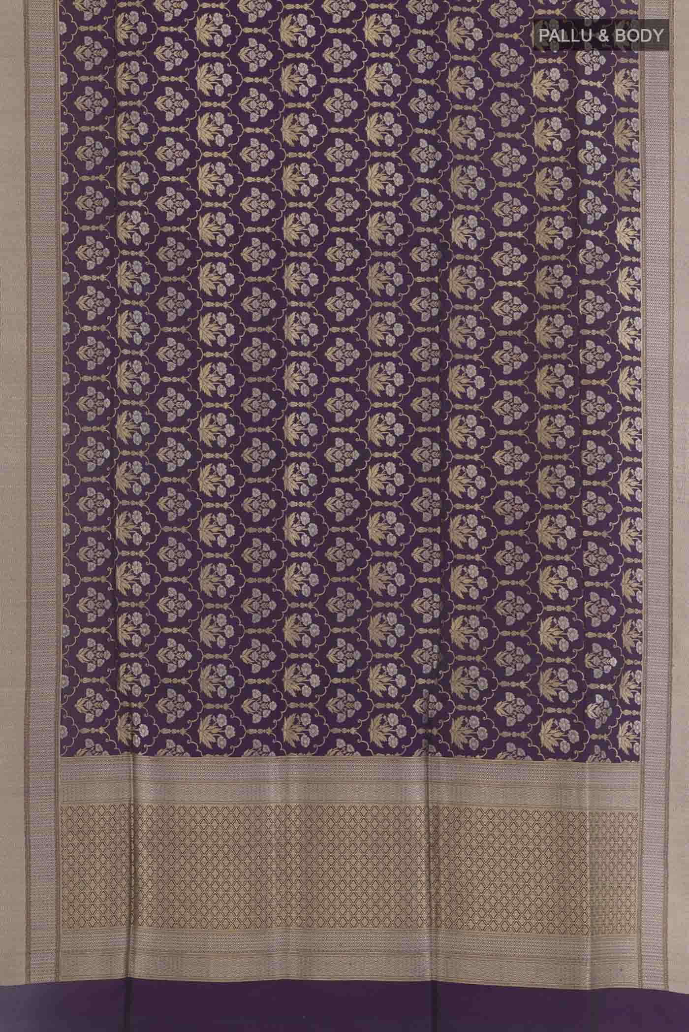 Violet Banarasi Silk Saree - Image 3