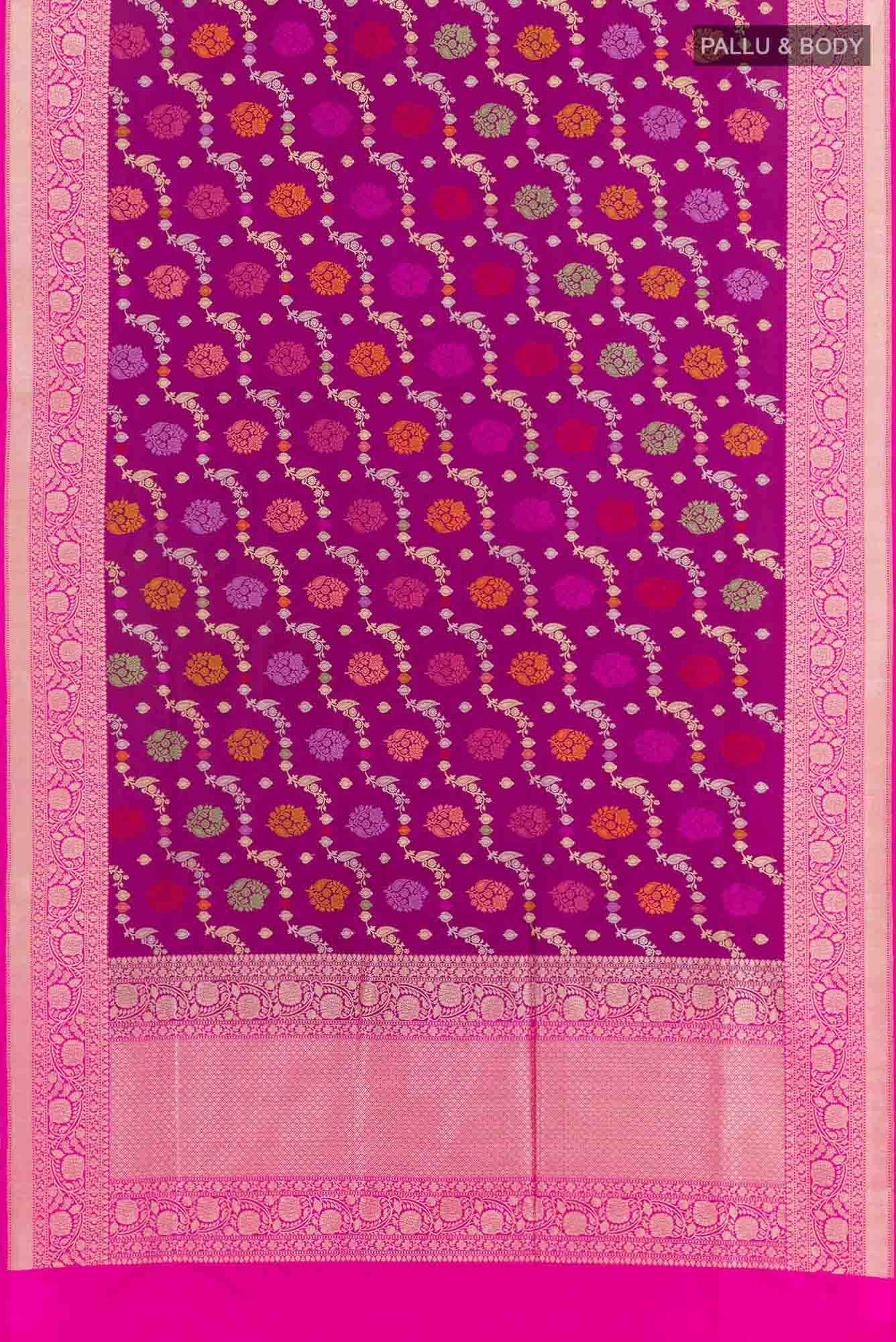 Purple Banarasi Silk Saree - Image 4