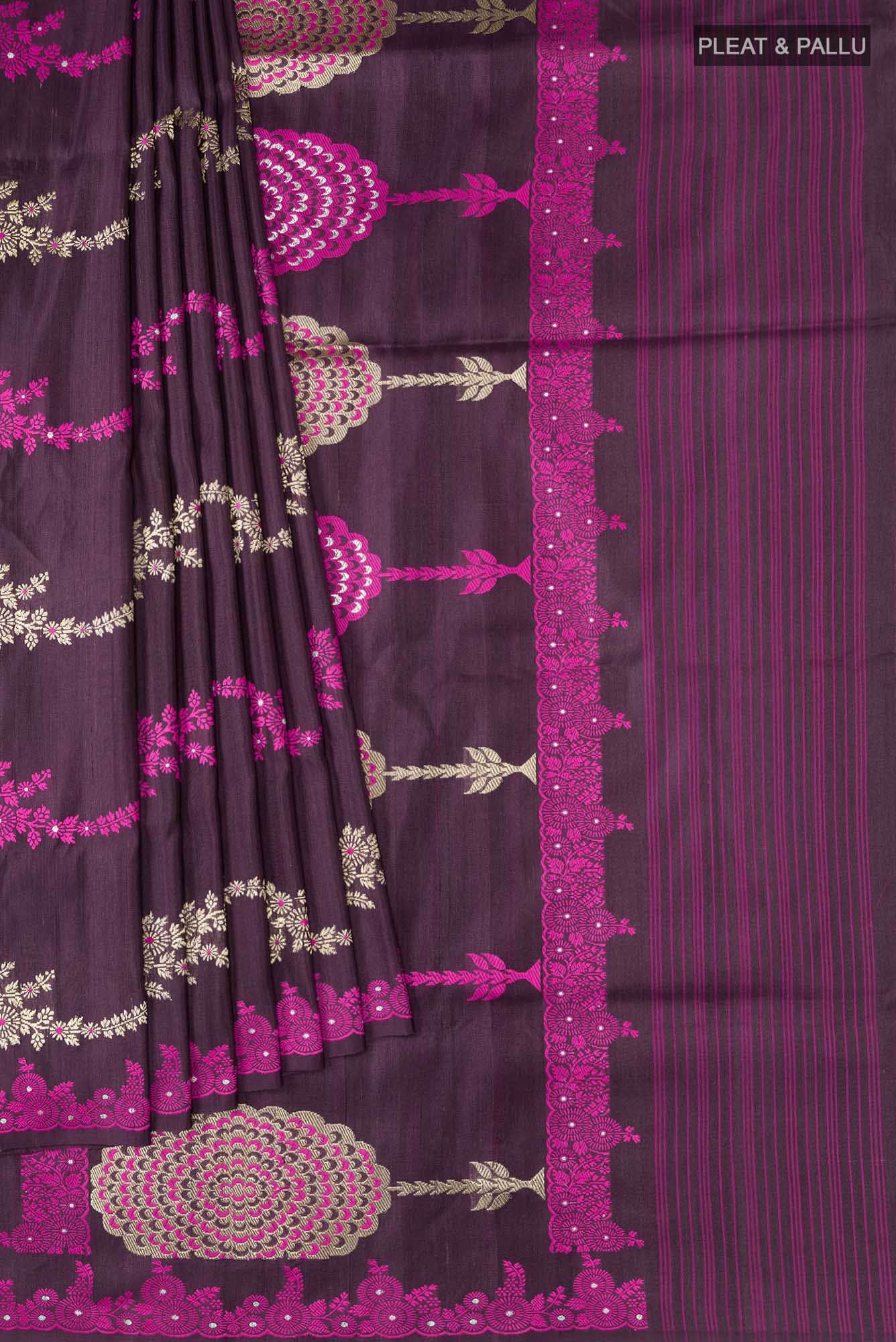 Purple Banarasi Silk Saree - Image 2