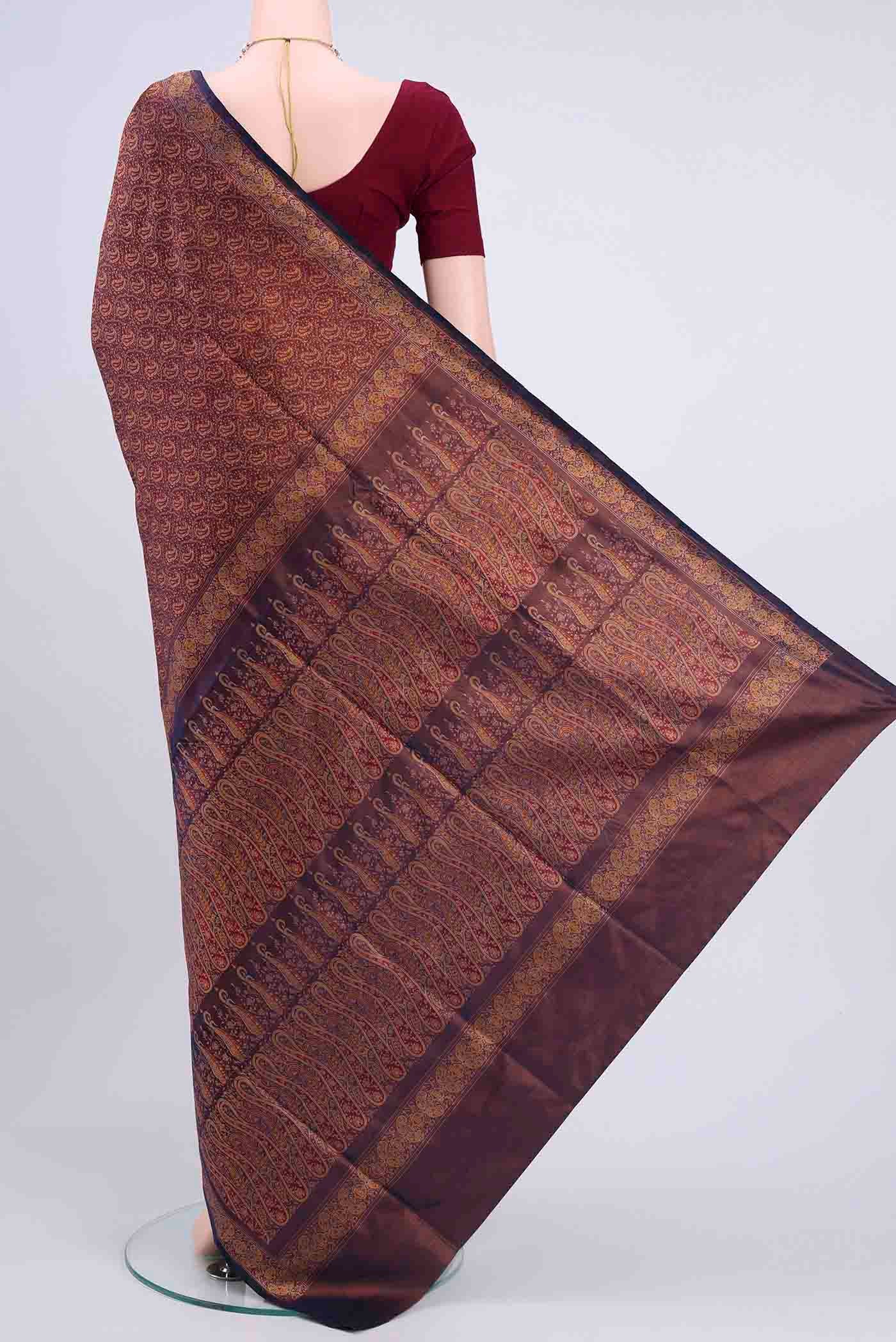 Purple Banarasi Tanchoi Silk Saree - Image 3