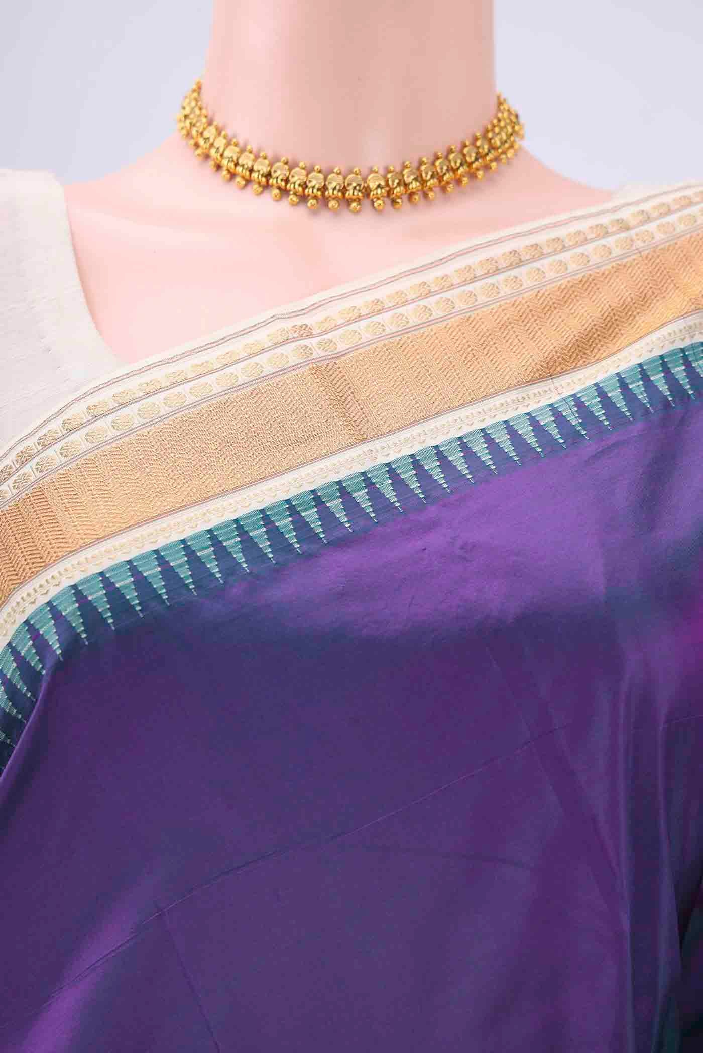 Purple Bangalore Silk - kadyal Saree - Image 2